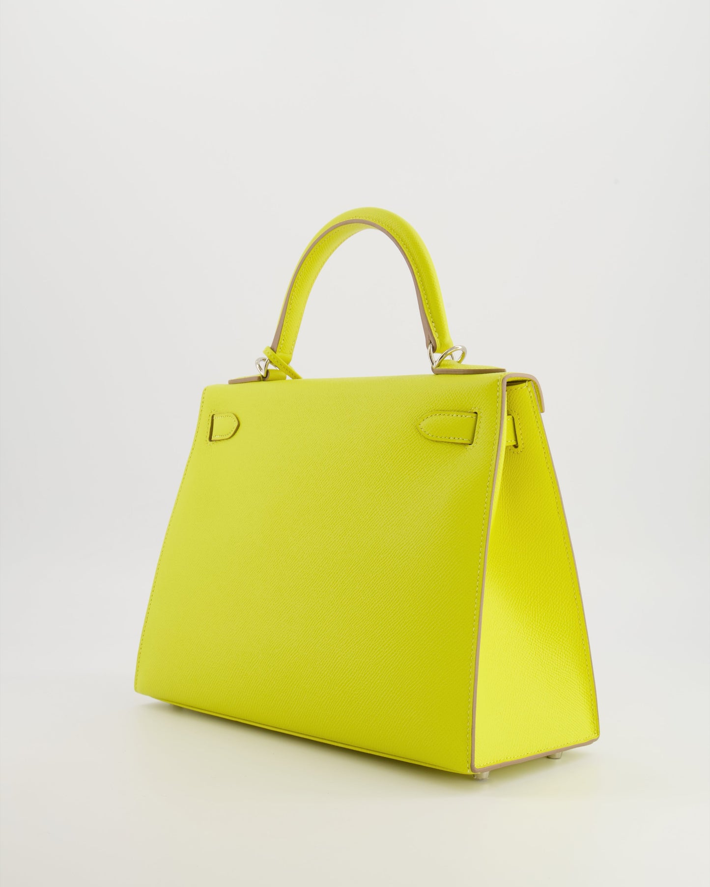 Hermes Kelly 28 Sellier Bag in Lime Epsom Leather with Palladium Hardware