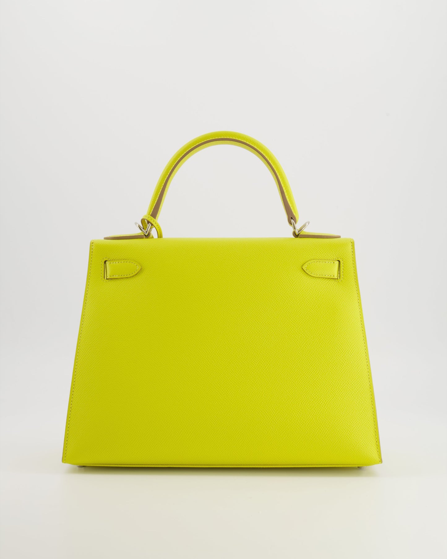 Hermes Kelly 28 Sellier Bag in Lime Epsom Leather with Palladium Hardware