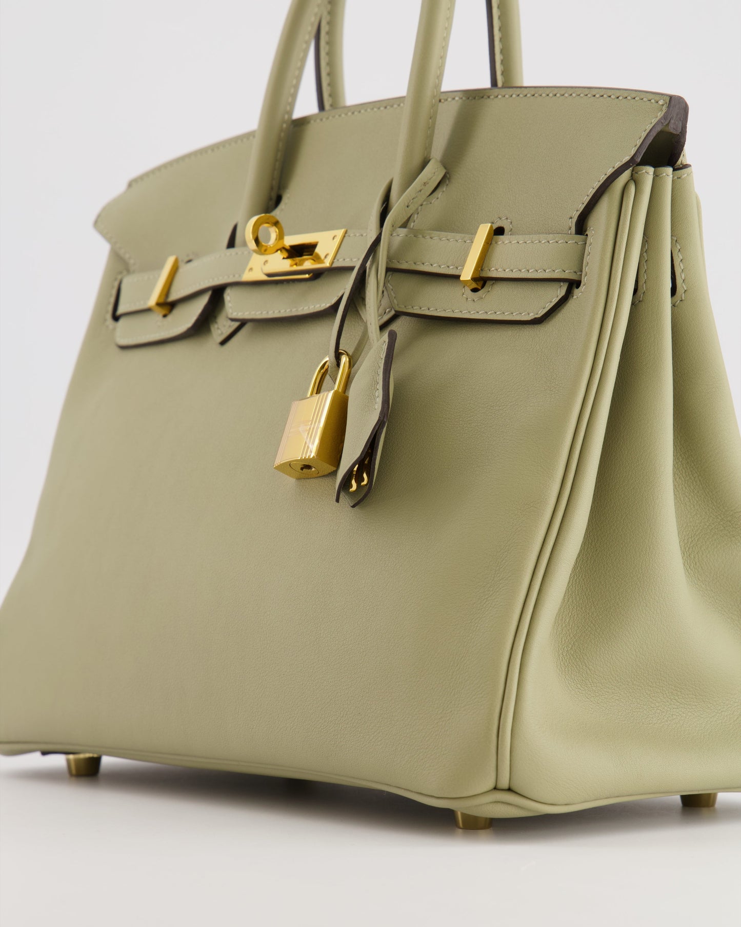 Hermes Birkin 25 Retourne Bag in Sauge Swift Leather with Gold Hardware