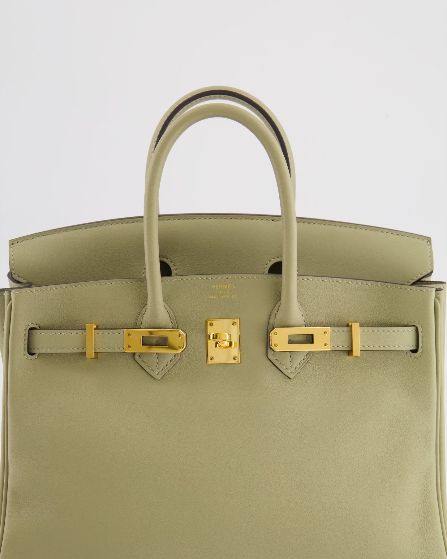 Hermes Birkin 25 Retourne Bag in Sauge Swift Leather with Gold Hardware
