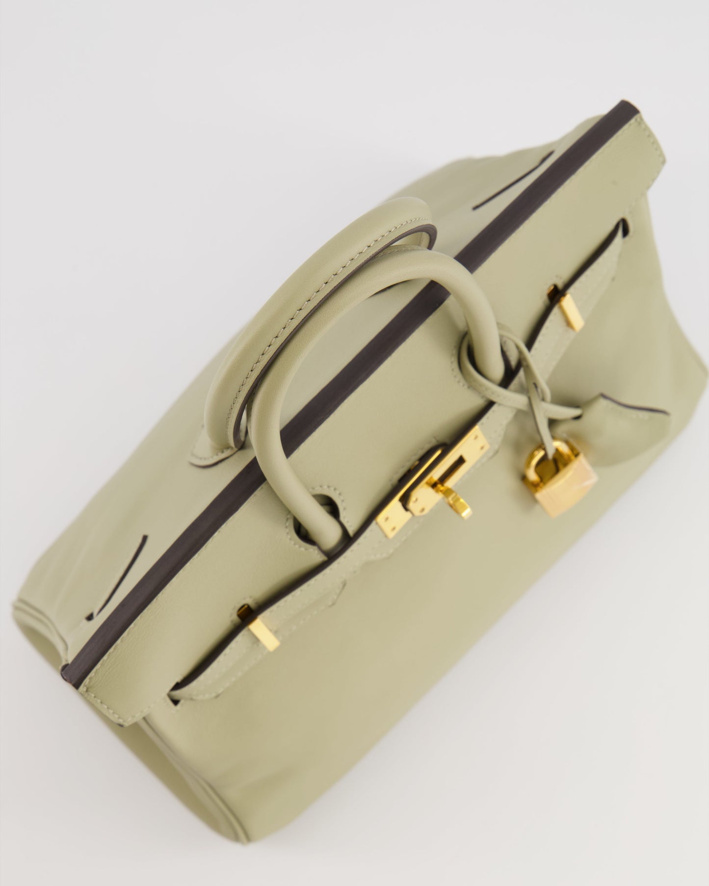 Hermes Birkin 25 Retourne Bag in Sauge Swift Leather with Gold Hardware