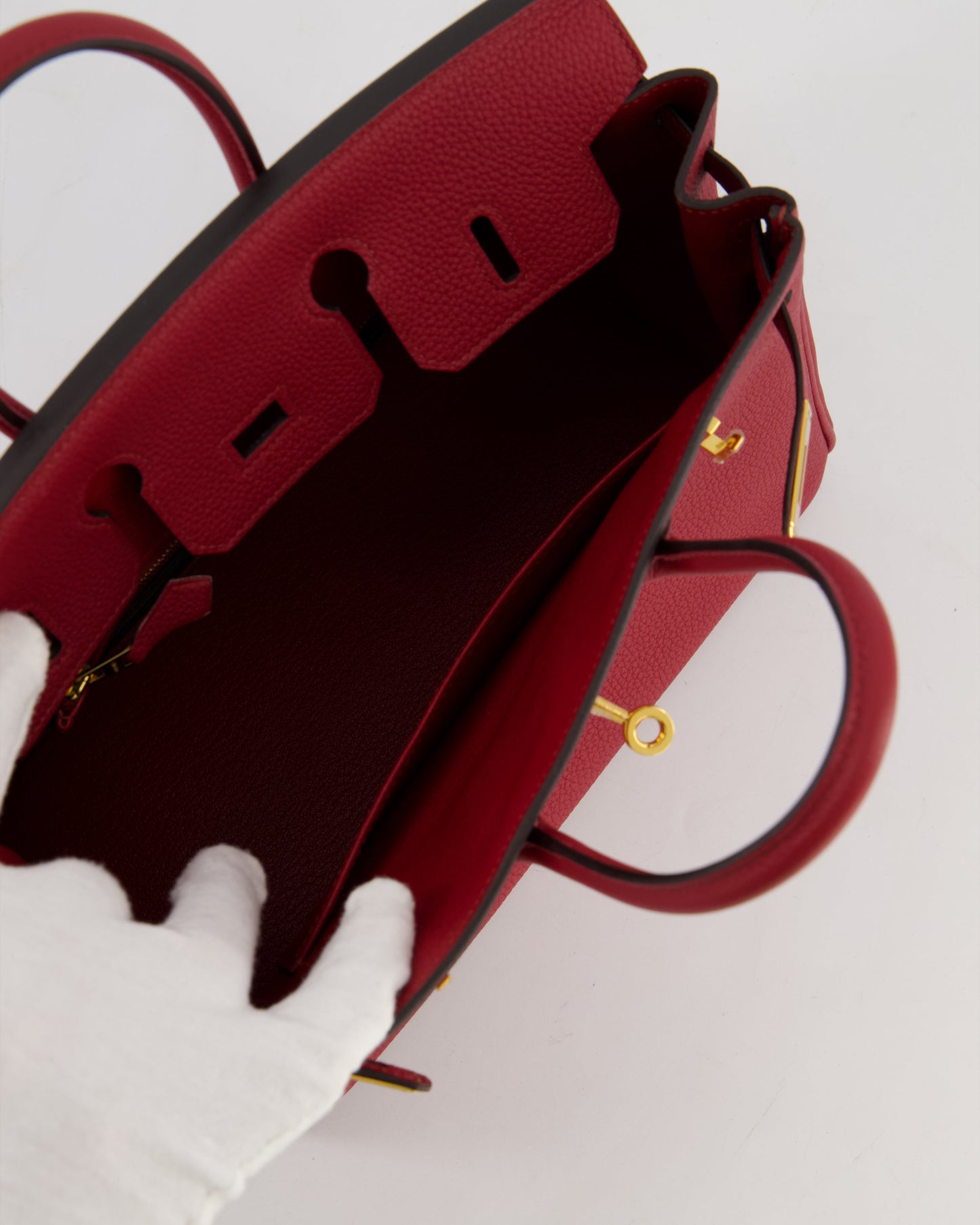 Hermes Birkin 25 Retourne Bag in Rouge Grenat Togo Leather with Gold Hardware