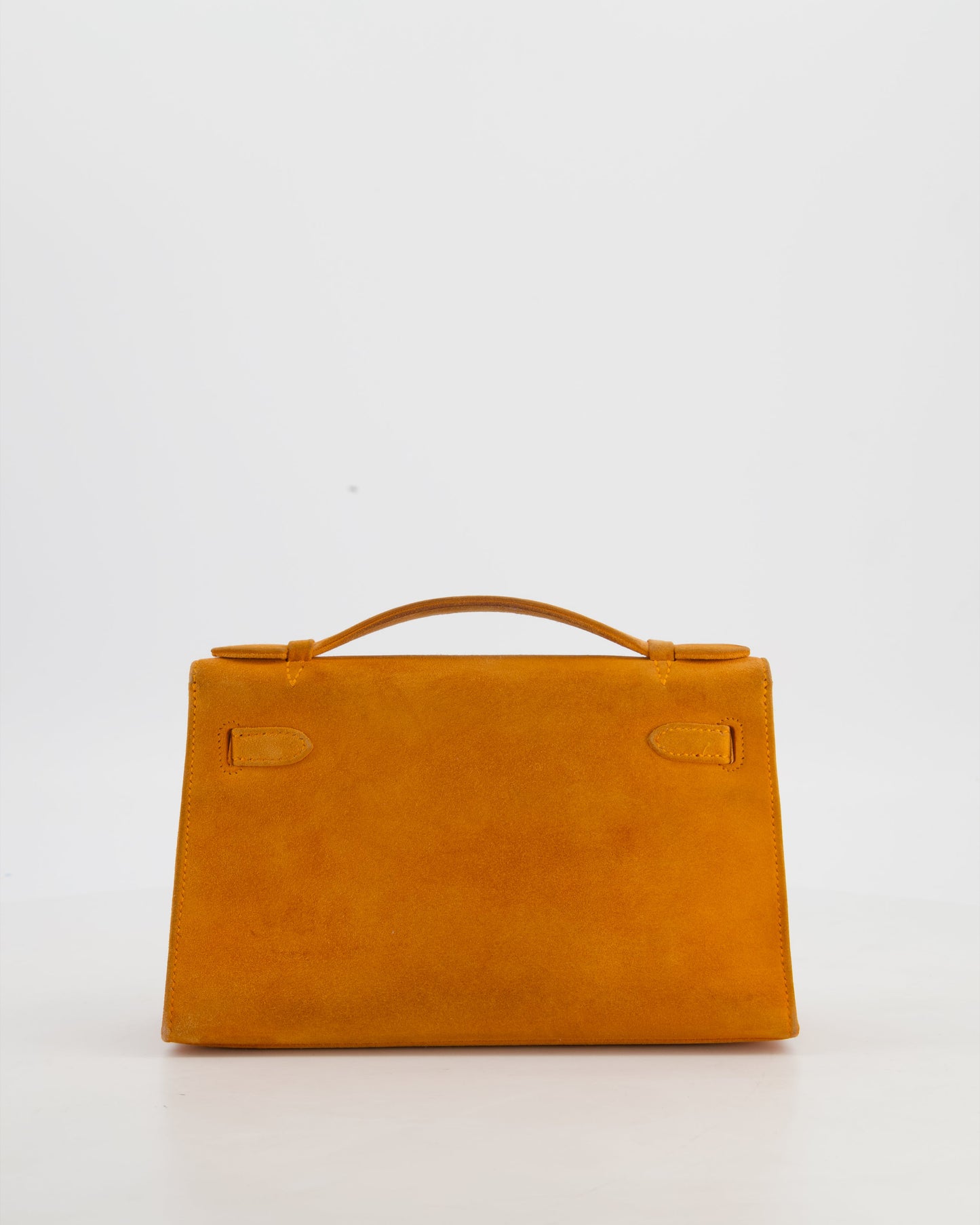 Hermes Vintage Mini Kelly Pochette Bag in Orange Veau Doblis Leather with Gold Hardware