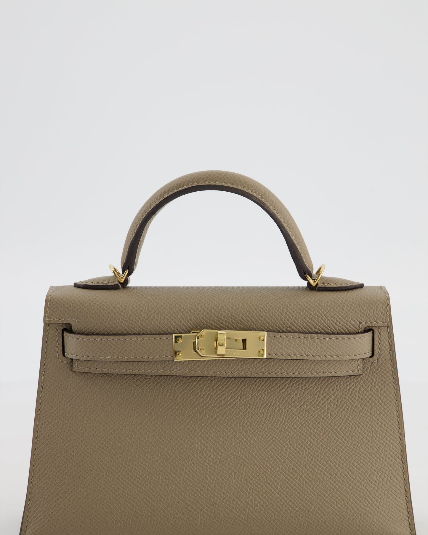 *SUPER RARE* Hermes HSS Mini Kelly II 20 Bag in Gris Tourterelle & Gris Perle Interior Epsom Leather with Permabrass Hardware