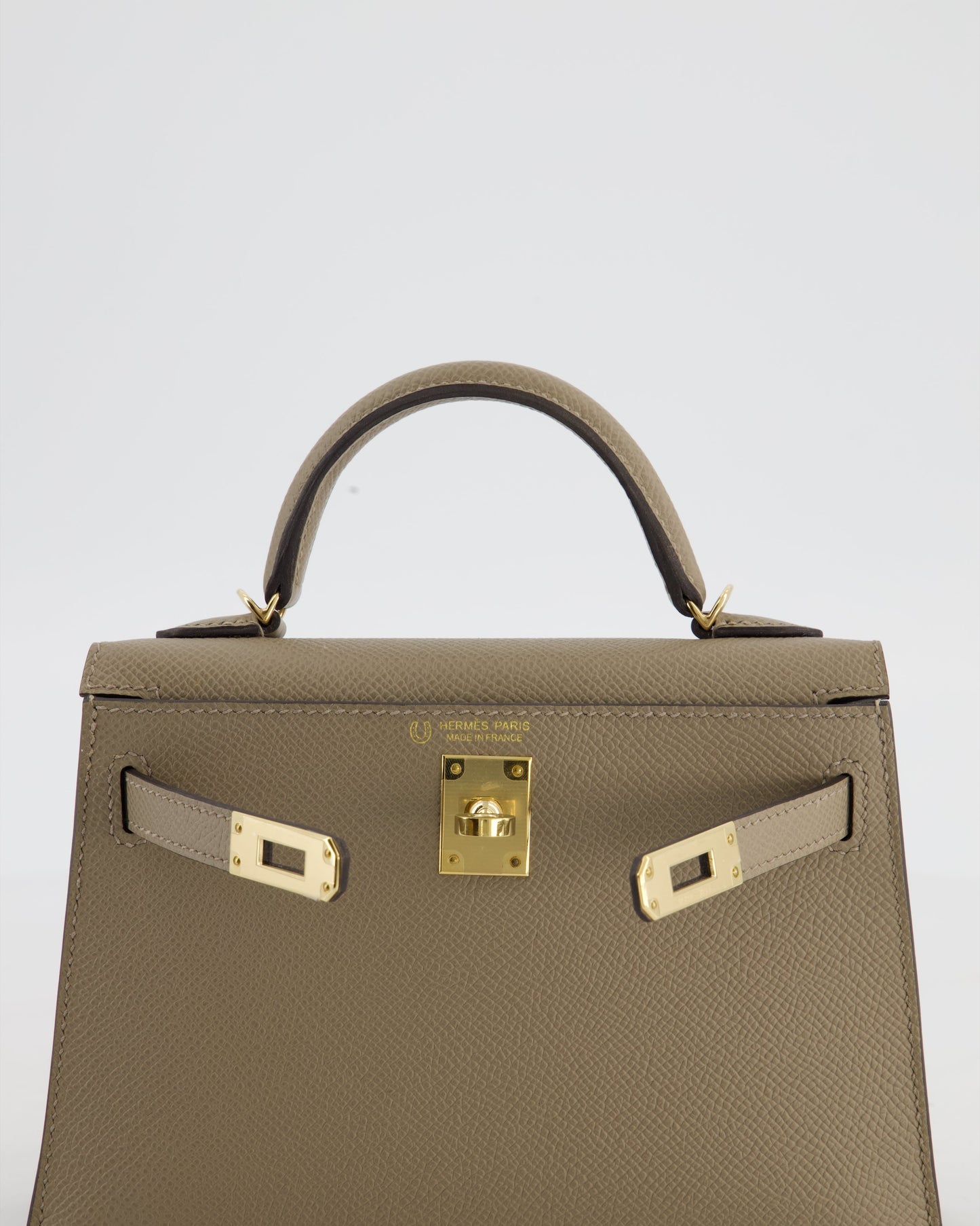 *SUPER RARE* Hermes HSS Mini Kelly II 20 Bag in Gris Tourterelle & Gris Perle Interior Epsom Leather with Permabrass Hardware