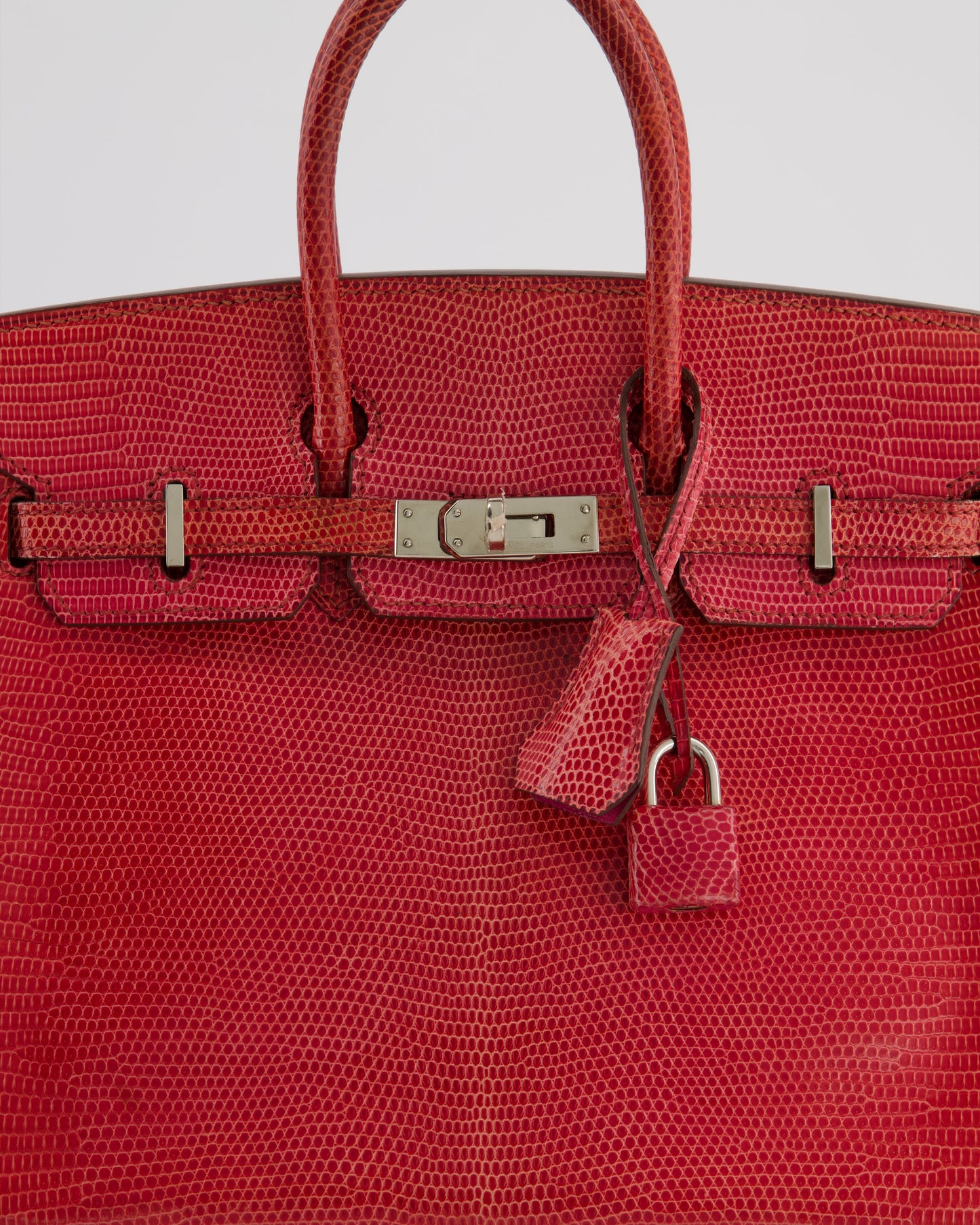 *HOT* Hermes Birkin 25 Verso Retourne Bag in Bougainvillea Lizard Niloticus Leather, Rose Shocking Interior with Palladium Hardware