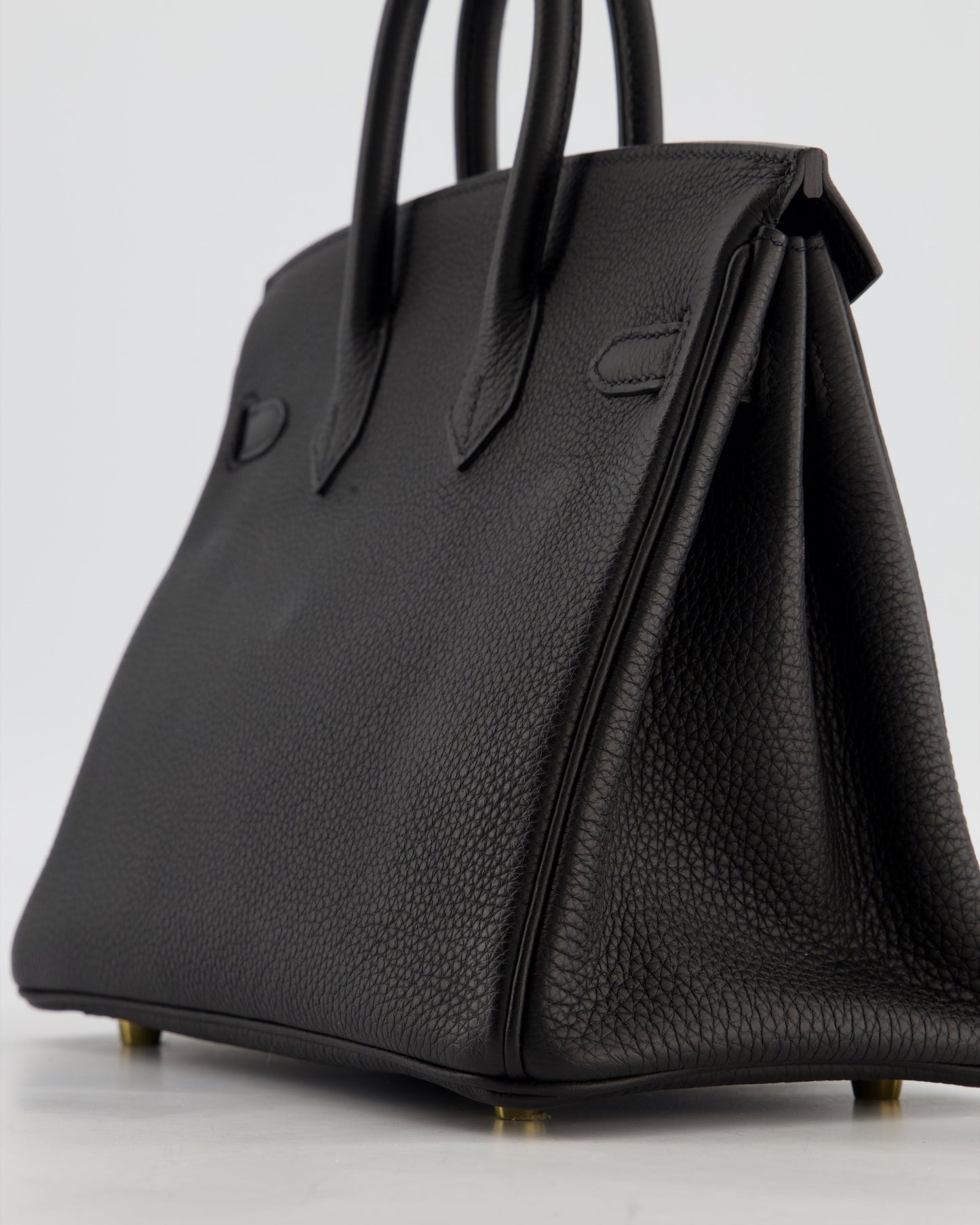 *HOT* Hermes Birkin 25 Retourne Bag in Noir Togo Leather with Gold Hardware