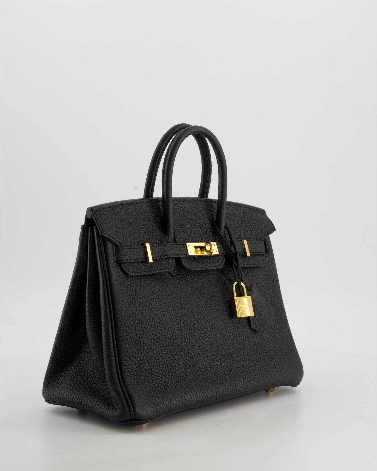 *HOT* Hermes Birkin 25 Retourne Bag in Noir Togo Leather with Gold Hardware