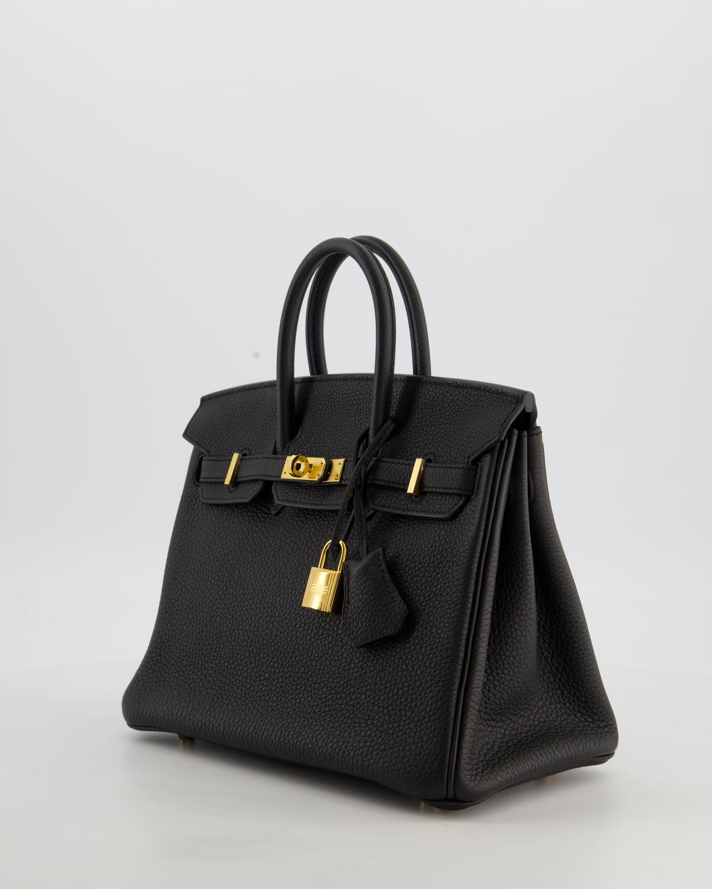 *HOT* Hermes Birkin 25 Retourne Bag in Noir Togo Leather with Gold Hardware