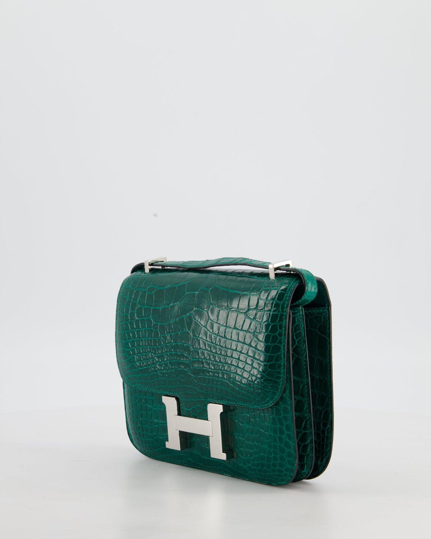 *HOT* Hermes Constance 18 Bag in Vert Bosphore Crocodile Porosus with Palladium Hardware