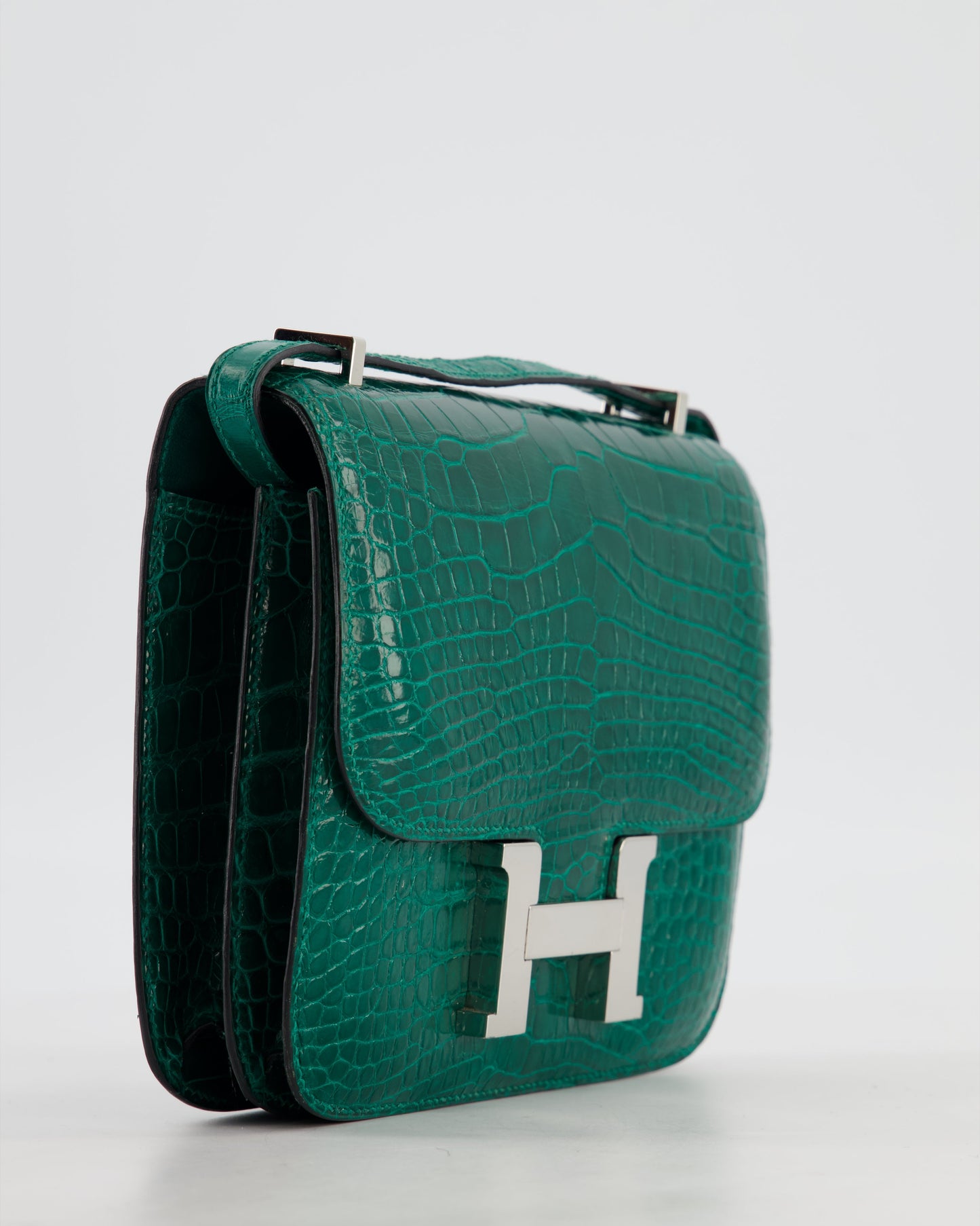 *HOT* Hermes Constance 18 Bag in Vert Bosphore Crocodile Porosus with Palladium Hardware