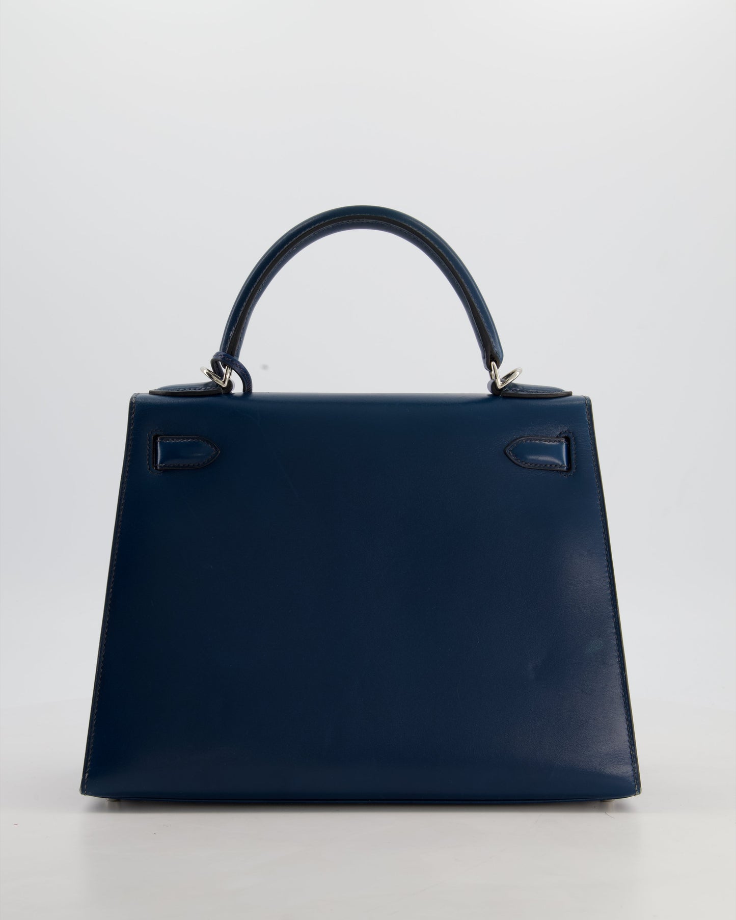 *VERY RARE* Hermes Kelly 28 Sellier Bag in Bleu De Prusse Box Calf Leather with Guilloche Palladium Hardware