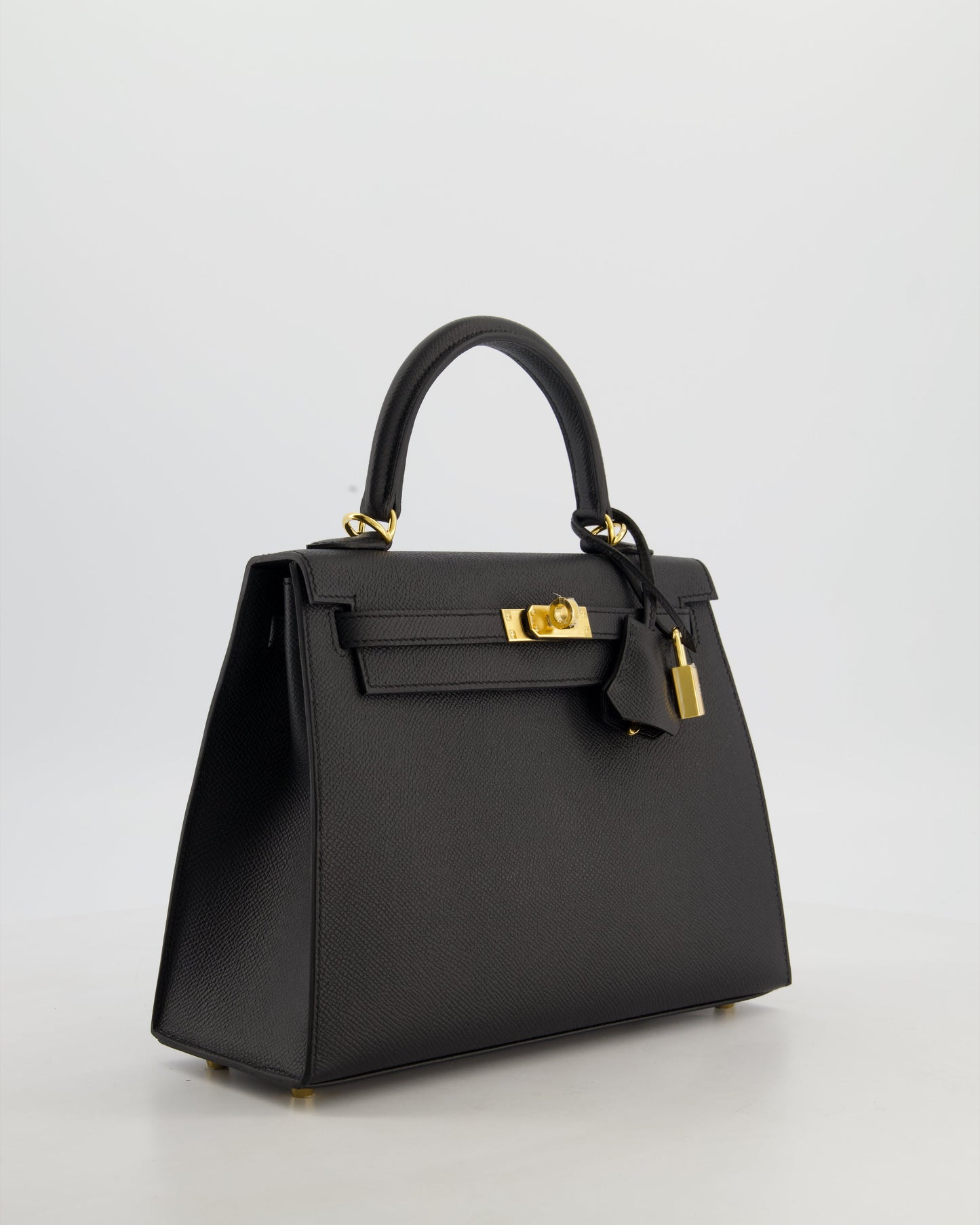 *HOT* Hermes Kelly 25 Sellier Bag in Noir Epsom Leather with Gold Hardware
