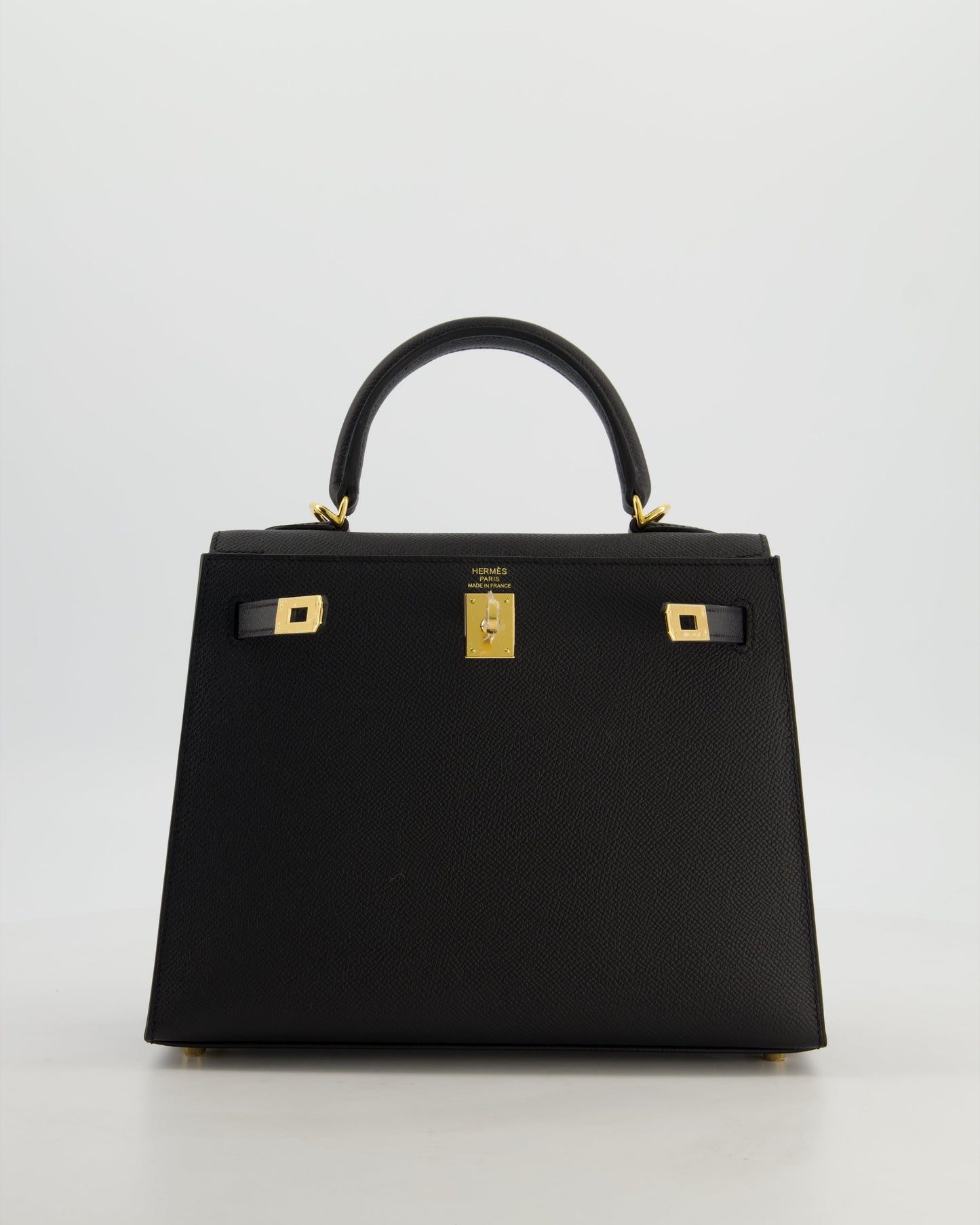 *HOT* Hermes Kelly 25 Sellier Bag in Noir Epsom Leather with Gold Hardware