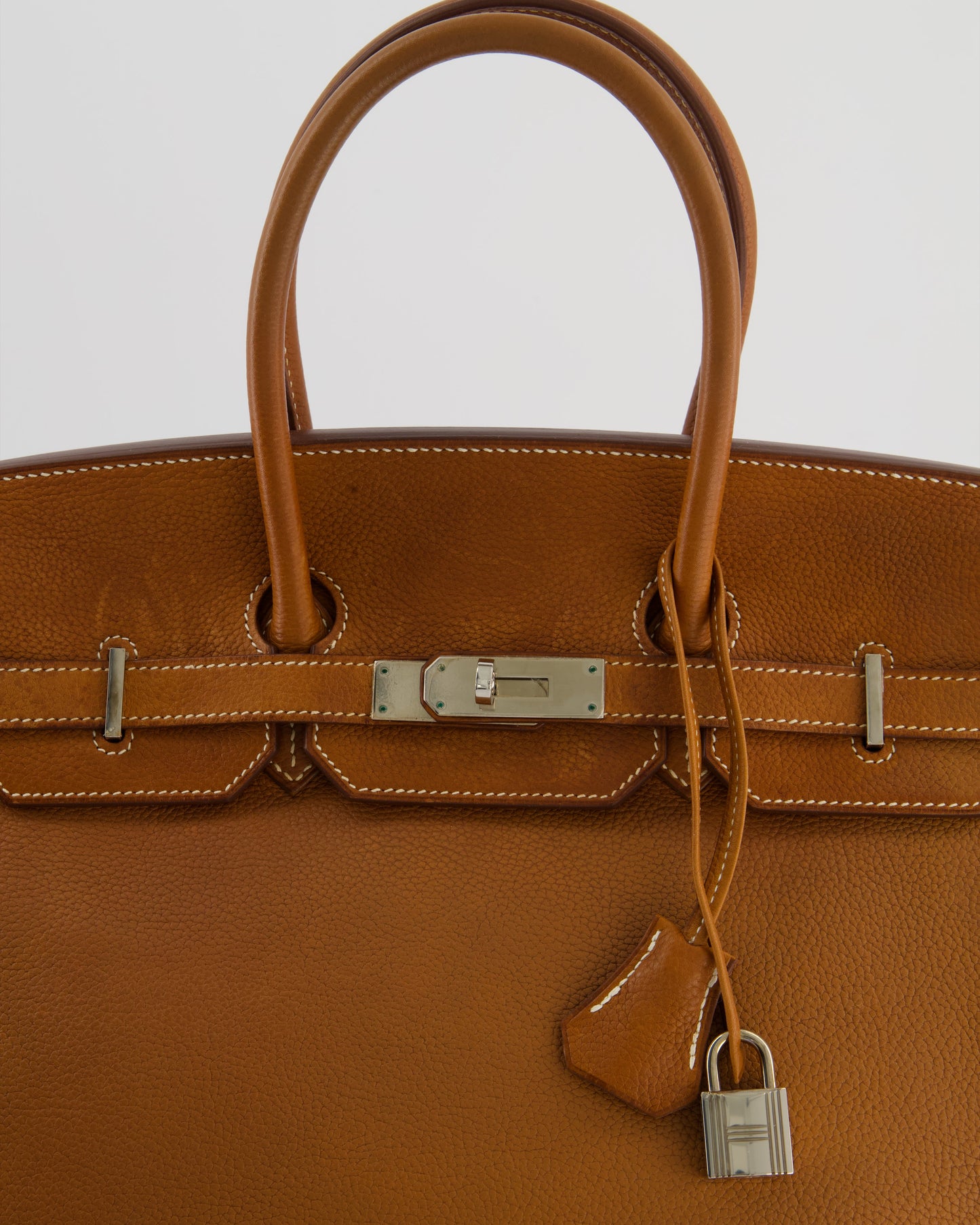 *RARE* Hermes Birkin 35 Retourne Bag in Fauve Barenia Faubourg Leather with Palladium Hardware