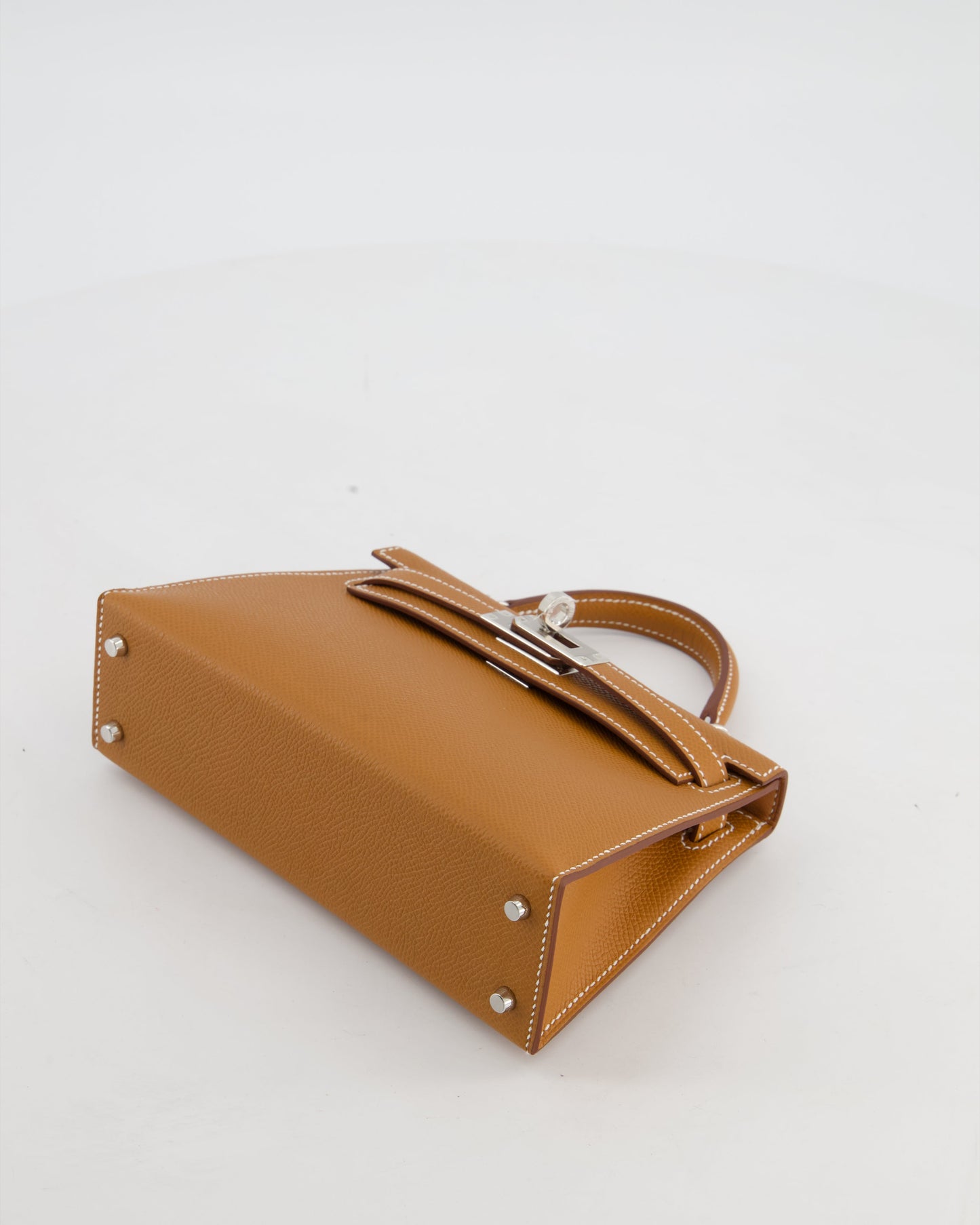 *NEW STAMP* Hermes Mini Kelly II 20 Bag in Gold Epsom Leather with Palladium Hardware