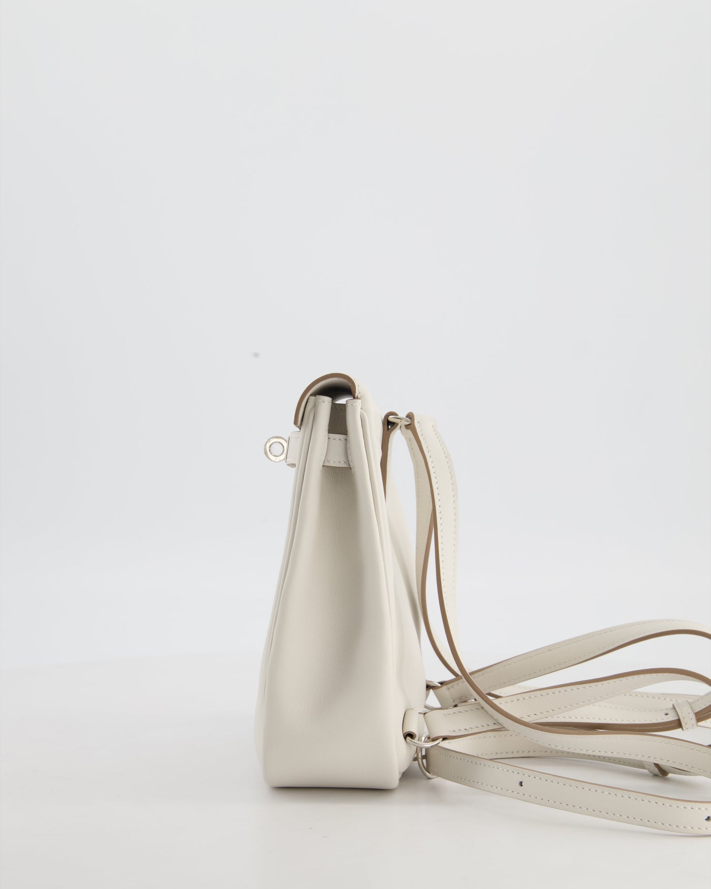 *RARE* Hermes Kelly Jump Backpack Bag in Gris Pale Swift Leather with Palladium Hardware