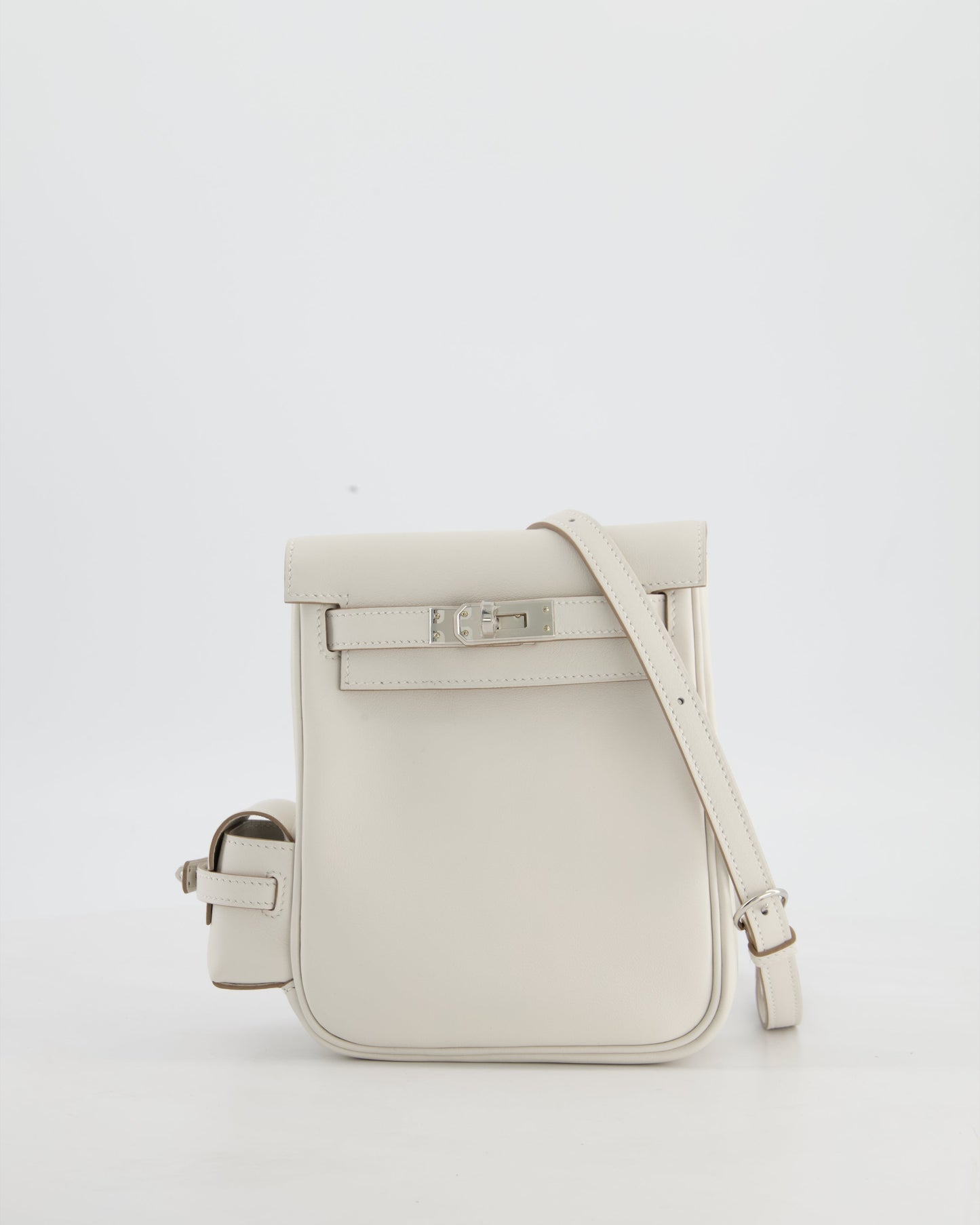 *RARE* Hermes Kelly Jump Backpack Bag in Gris Pale Swift Leather with Palladium Hardware