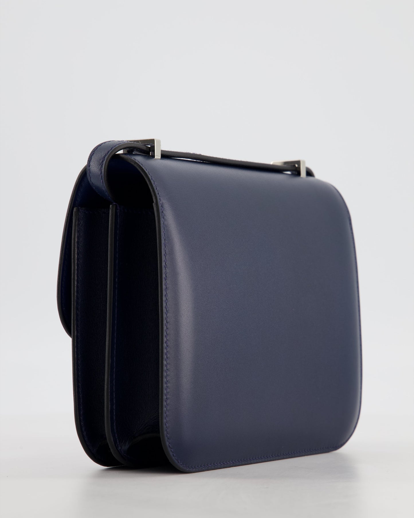*LIMITED EDITION* Hermes Mini Constance Clouté III Miroir 18 Bag in Bleu Abysse Calfskin Box Leather with Palladium Hardware
