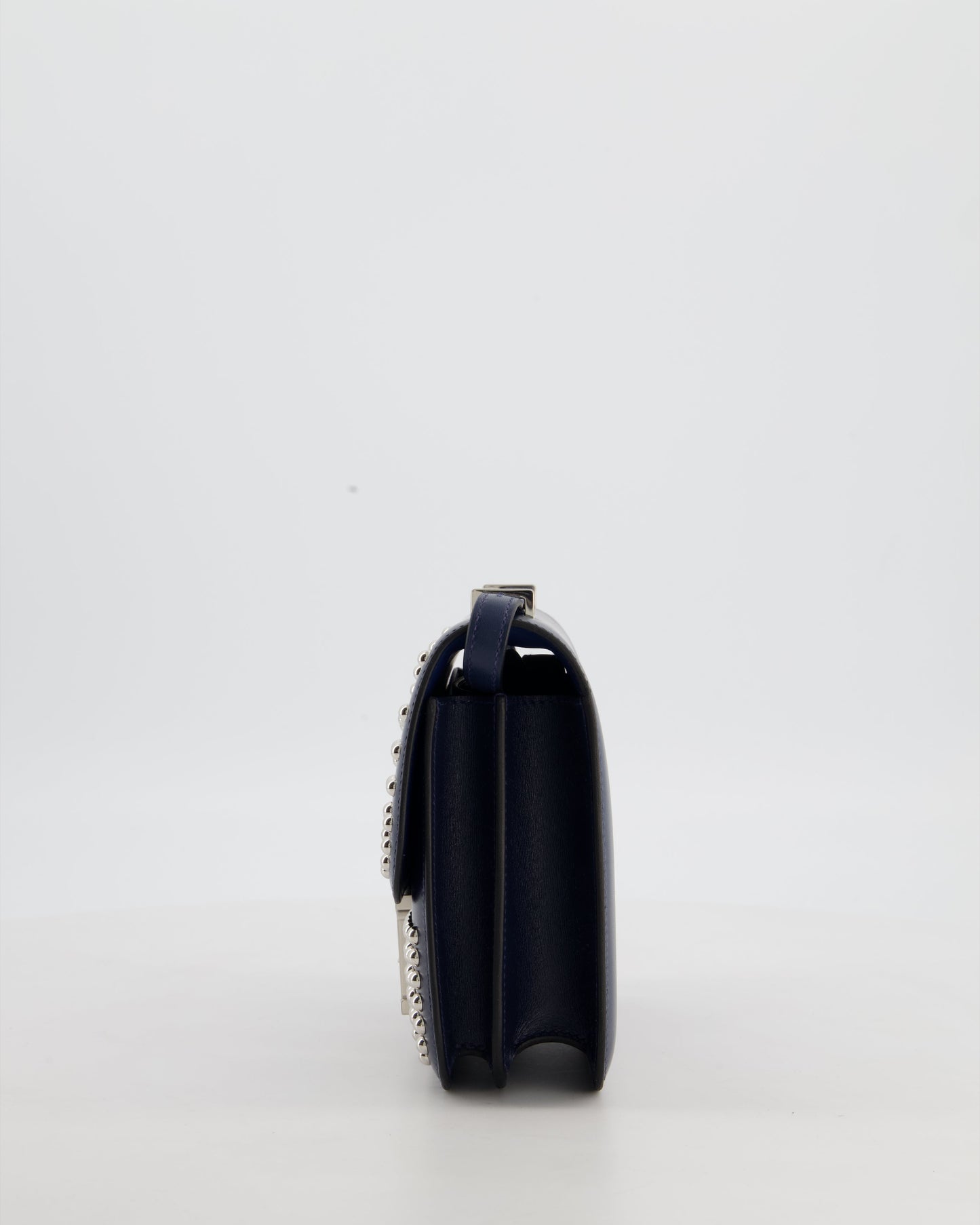 *LIMITED EDITION* Hermes Mini Constance Clouté III Miroir 18 Bag in Bleu Abysse Calfskin Box Leather with Palladium Hardware