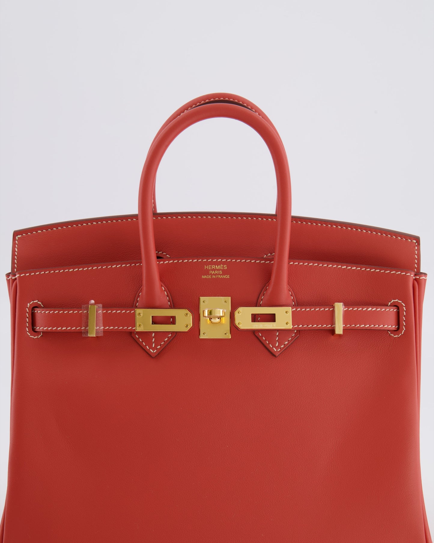 Hermes Birkin 25 Retourne Bag in Sanguine Swift Leather with Gold Hardware
