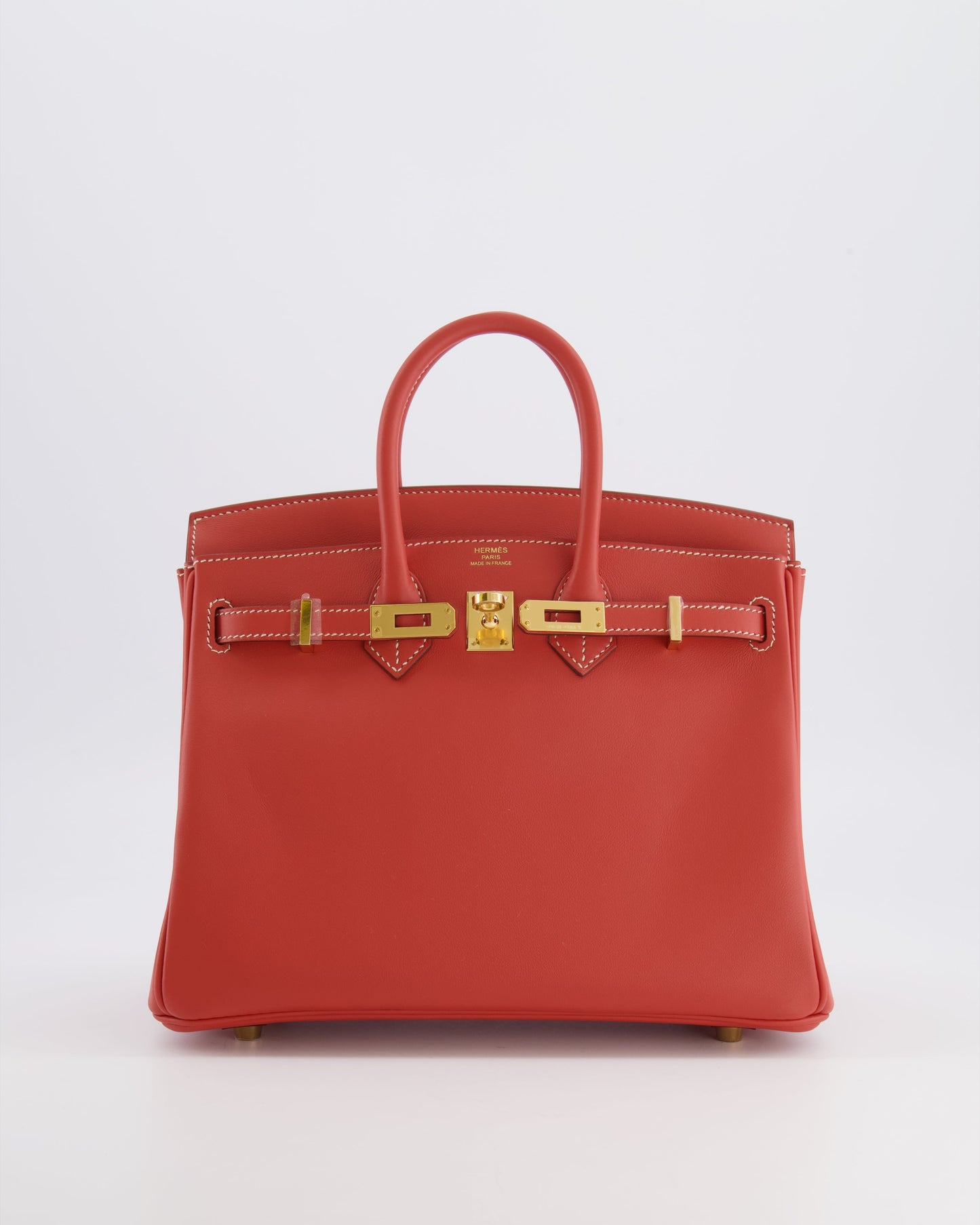 Hermes Birkin 25 Retourne Bag in Sanguine Swift Leather with Gold Hardware