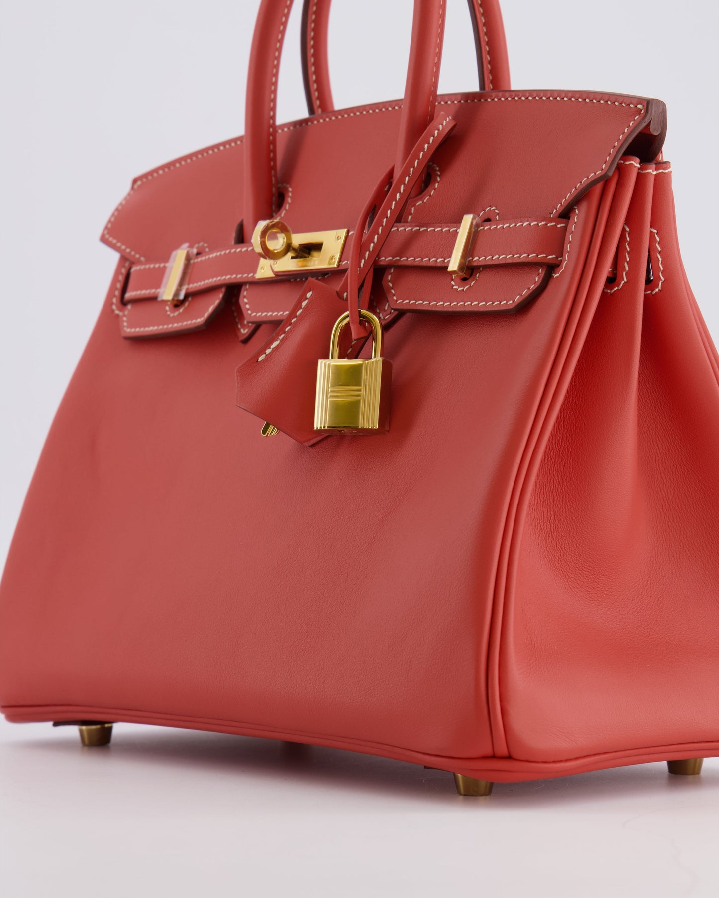 Hermes Birkin 25 Retourne Bag in Sanguine Swift Leather with Gold Hardware