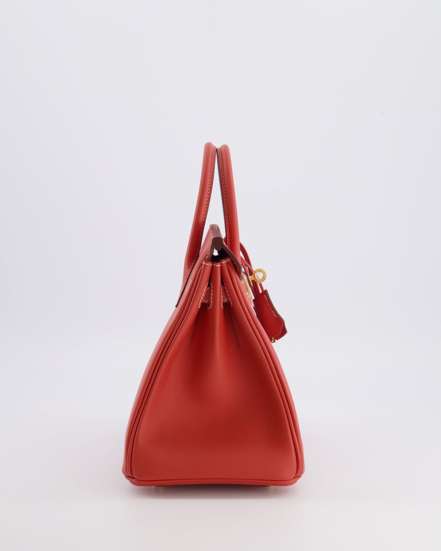Hermes Birkin 25 Retourne Bag in Sanguine Swift Leather with Gold Hardware