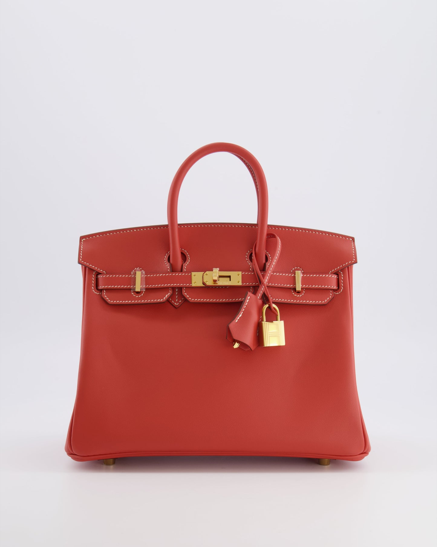 Hermes Birkin 25 Retourne Bag in Sanguine Swift Leather with Gold Hardware