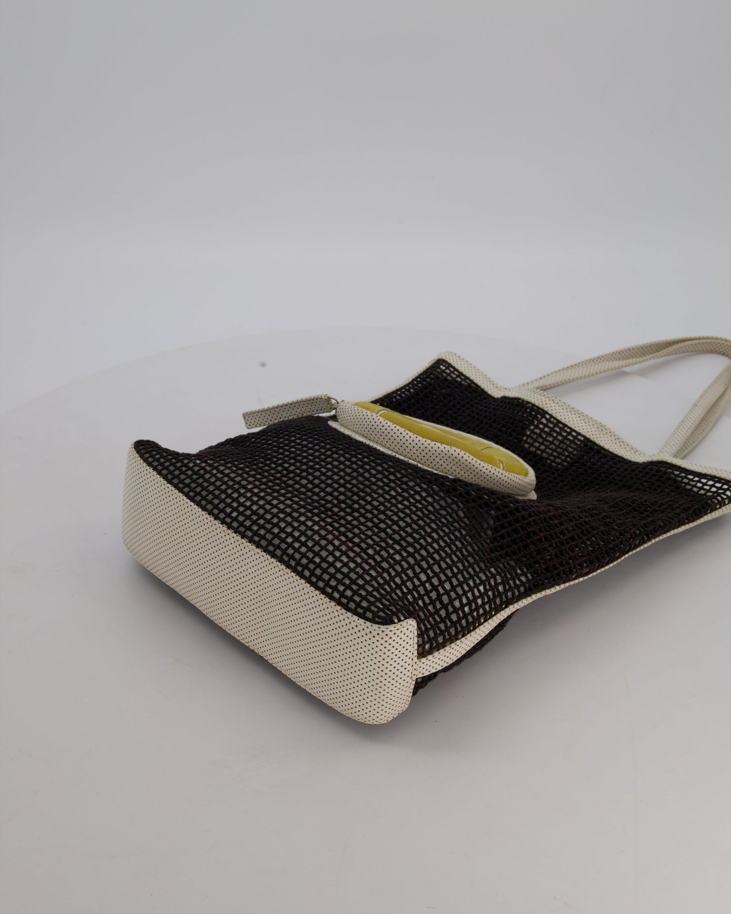 RARE Chanel Vintage Black 2004 Mesh Tennis Shopper Tote Bag with a Green Tennis Ball Pouch and CC Logo