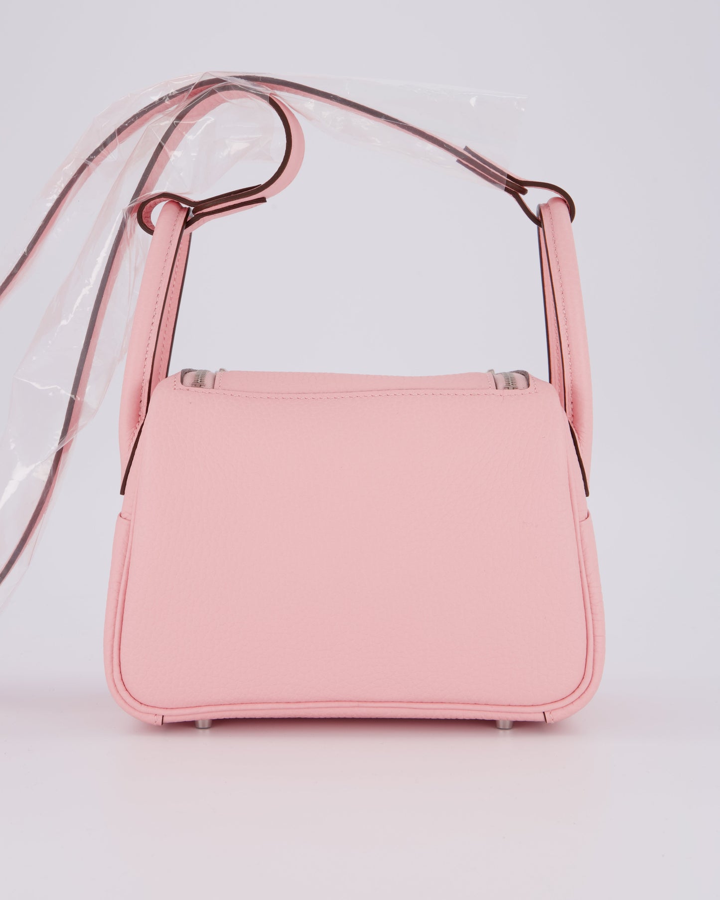 *SUPER HOT* Hermes Mini Lindy II Bag in Rose Sakura Taurillon Clemence Leather with Palladium Hardware