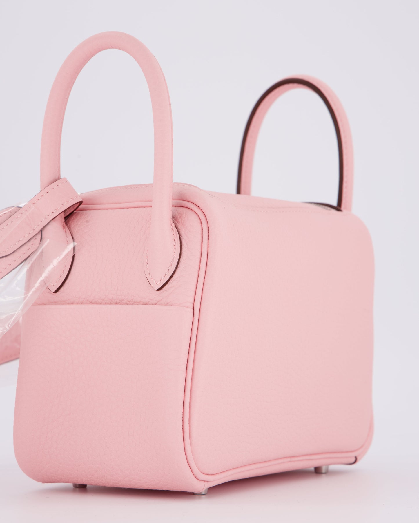 *SUPER HOT* Hermes Mini Lindy II Bag in Rose Sakura Taurillon Clemence Leather with Palladium Hardware