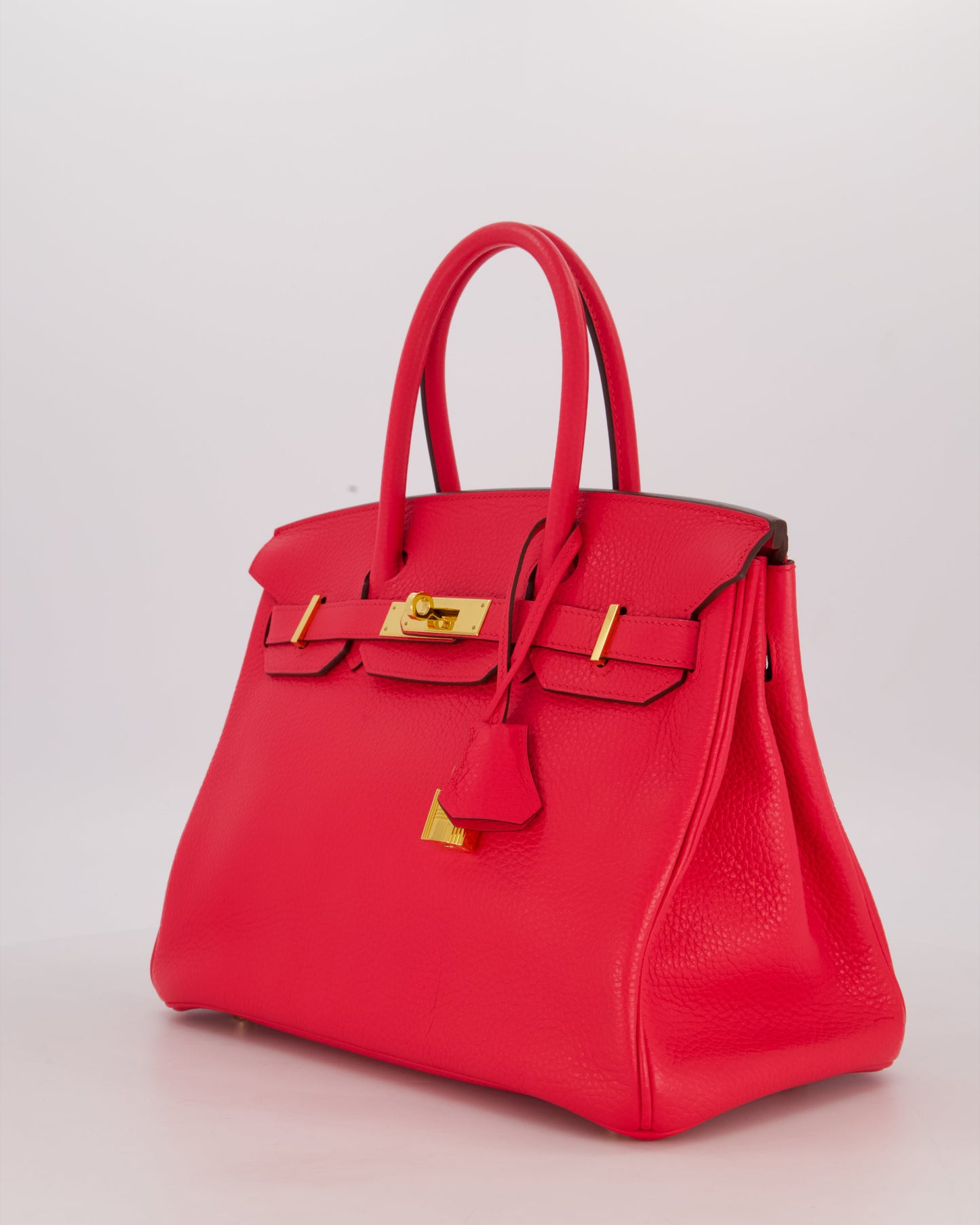 *RARE* Hermes Birkin 30 Retourne Bag in Rose Extreme Clemence Leather with Gold Hardware