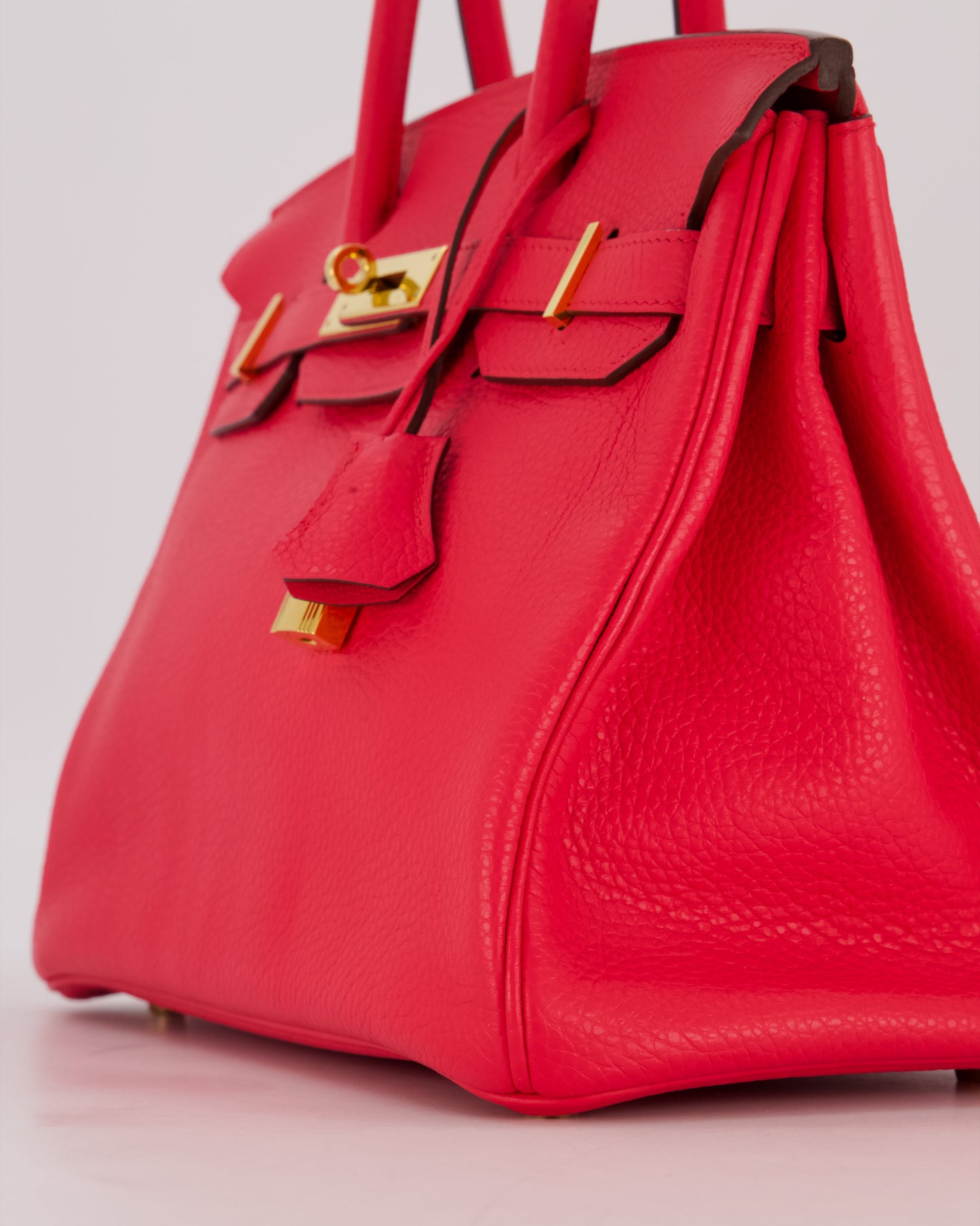 *RARE* Hermes Birkin 30 Retourne Bag in Rose Extreme Clemence Leather with Gold Hardware