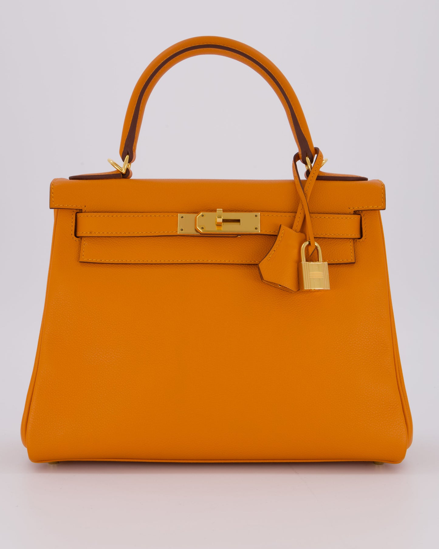 Hermes Kelly 28 Retourne Bag in Abricot Evercolor Leather with Gold Hardware
