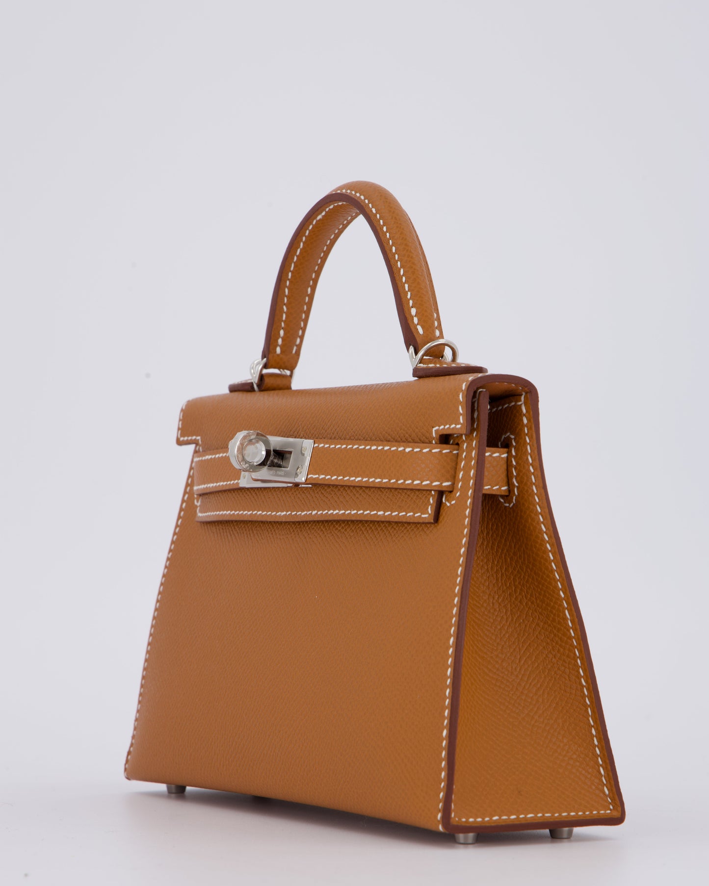 *NEW STAMP* Hermes Mini Kelly II 20 Bag in Gold Epsom Leather with Palladium Hardware
