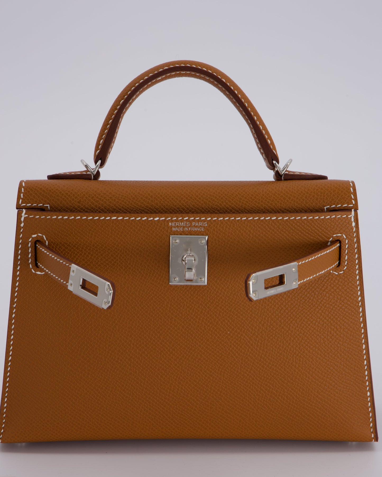 *NEW STAMP* Hermes Mini Kelly II 20 Bag in Gold Epsom Leather with Palladium Hardware