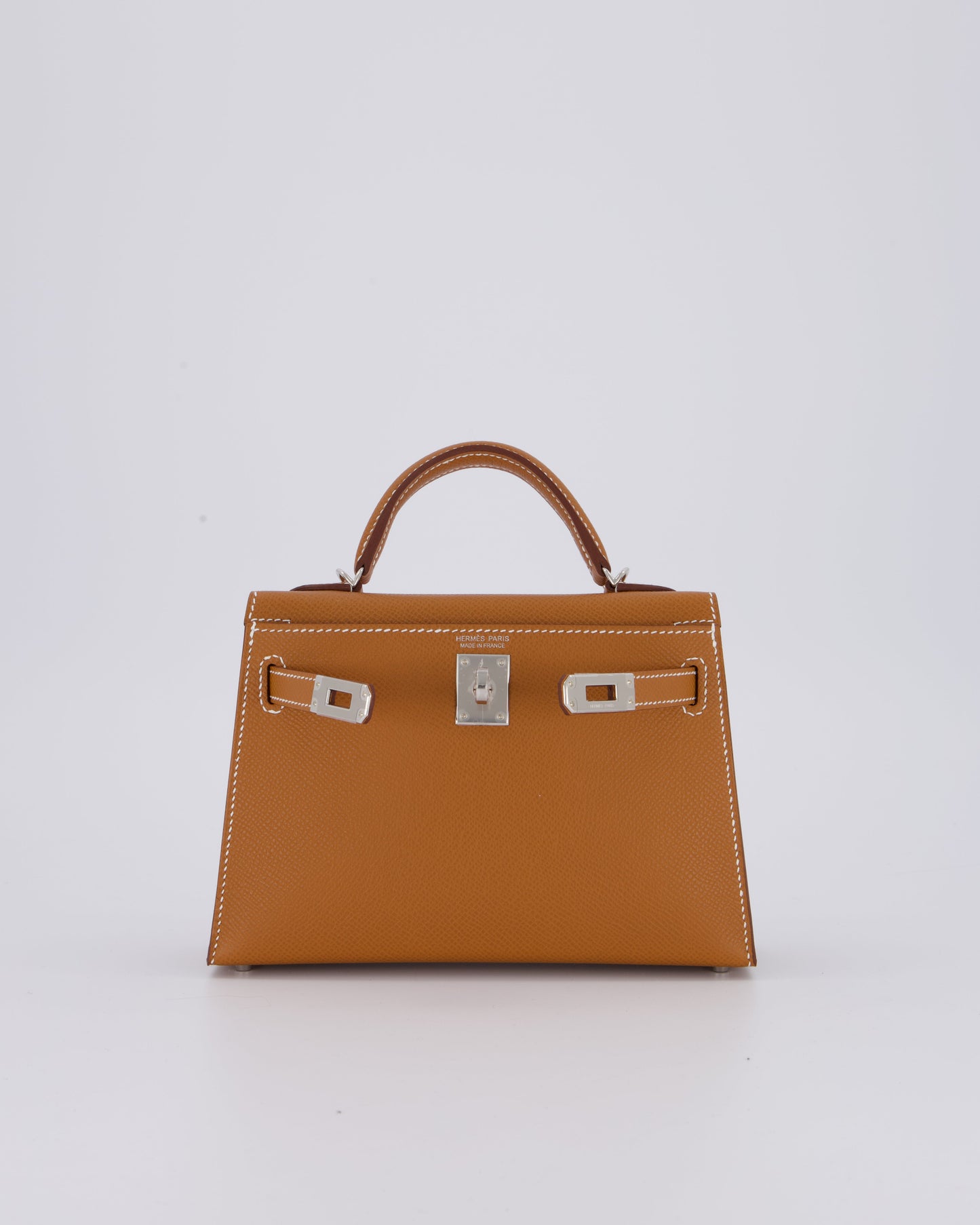 *NEW STAMP* Hermes Mini Kelly II 20 Bag in Gold Epsom Leather with Palladium Hardware