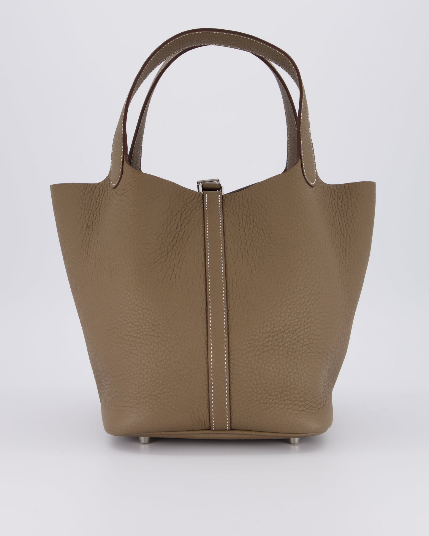 Hermes Picotin 22 Lock Bag in Etoupe Clemence Leather with Palladium Hardware
