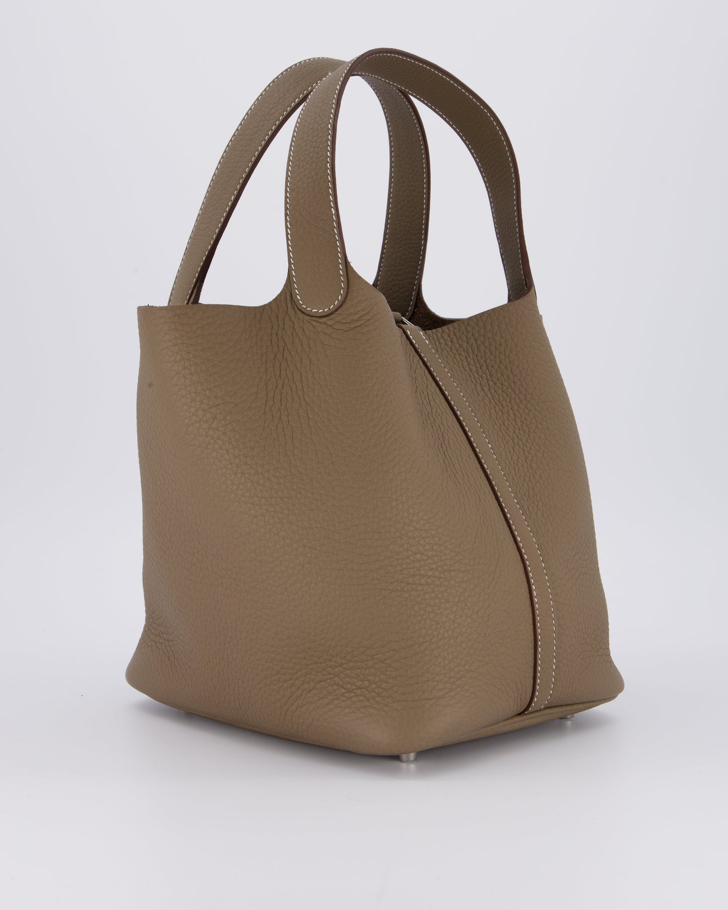 Hermes Picotin 22 Lock Bag in Etoupe Clemence Leather with Palladium Hardware