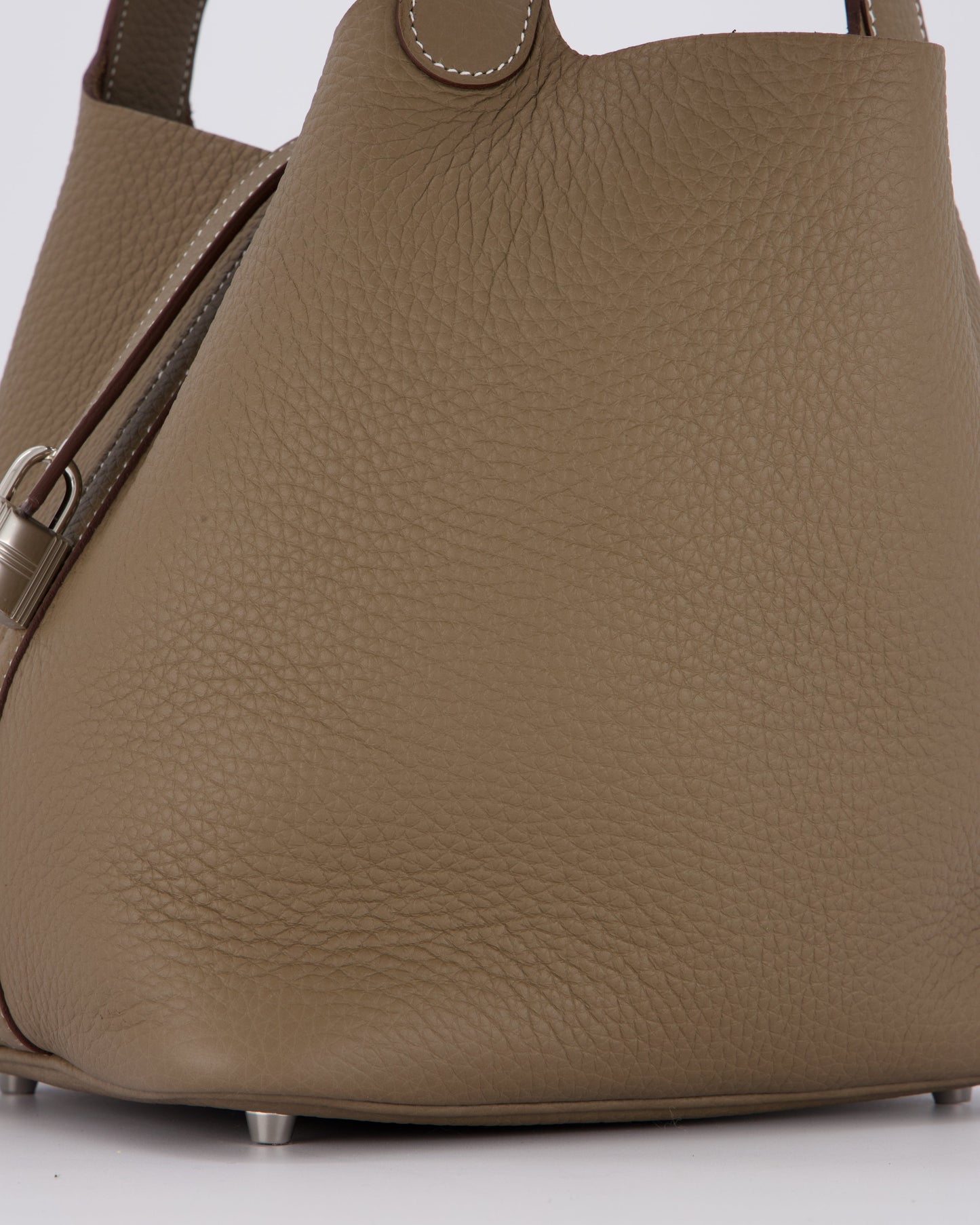 Hermes Picotin 22 Lock Bag in Etoupe Clemence Leather with Palladium Hardware