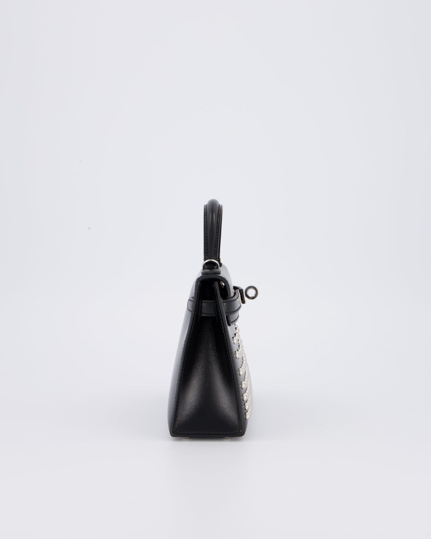 *SUPER RARE & HOT* Hermes Mini Kelly II 20 Clouté Bag in Noir Box Calf Leather with Palladium Hardware & Studs