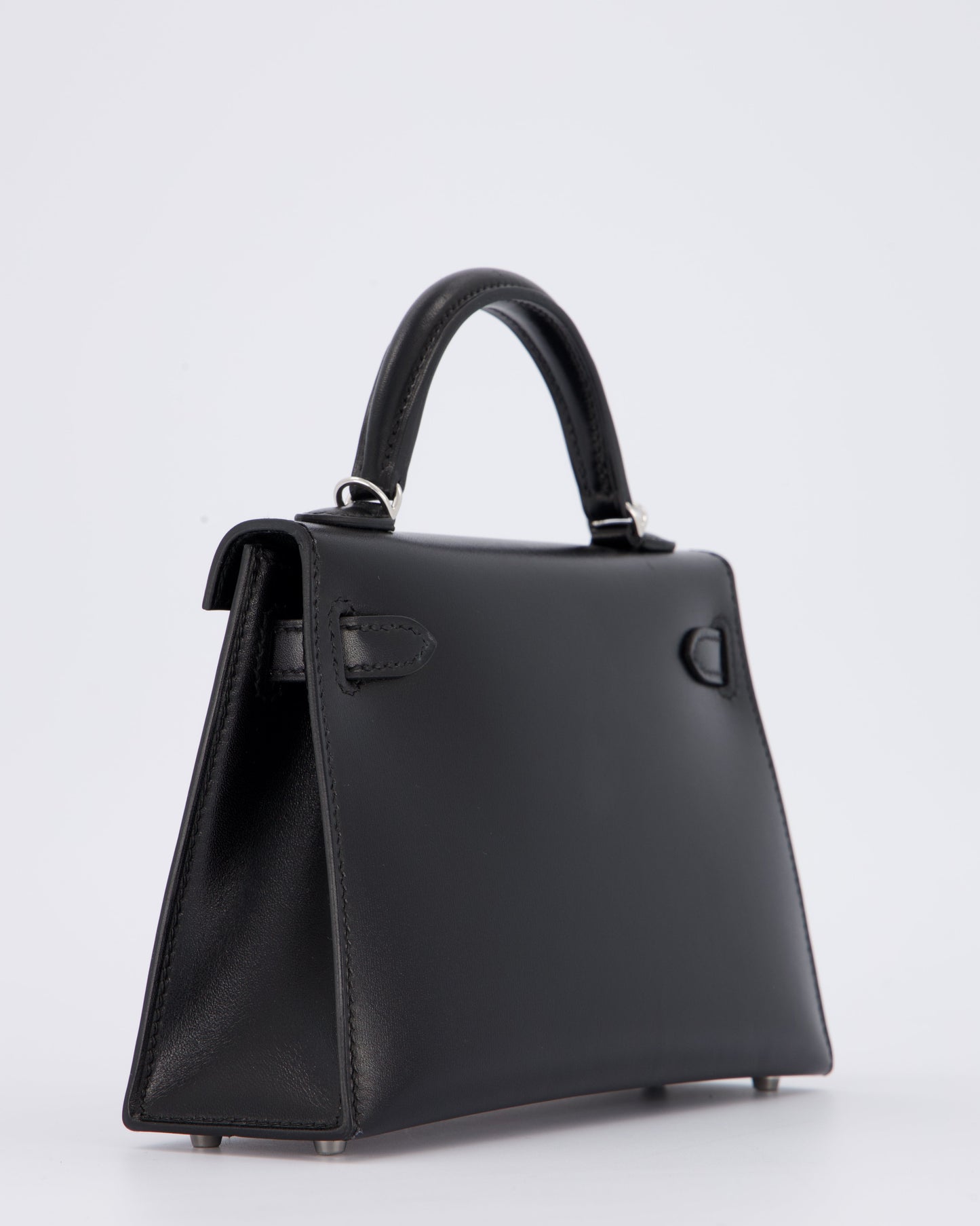 *SUPER RARE & HOT* Hermes Mini Kelly II 20 Clouté Bag in Noir Box Calf Leather with Palladium Hardware & Studs