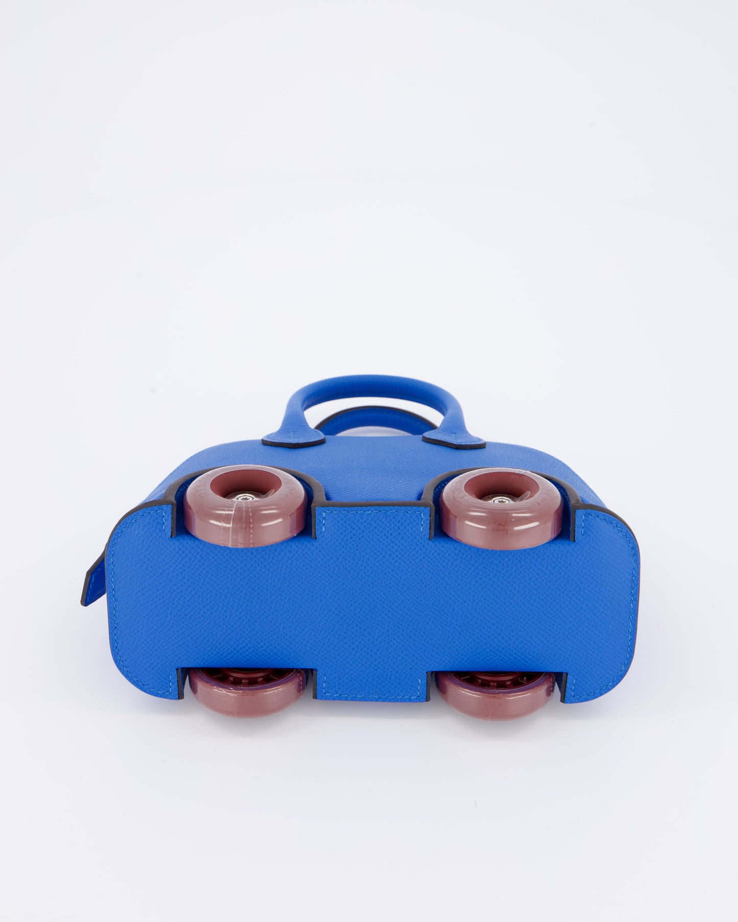 *SUPER RARE & HOT* Hermes Mini Bolide on Wheels Bag in Bleu Hydra Epsom Leather with Rouge H Wheels and Palladium Hardware
