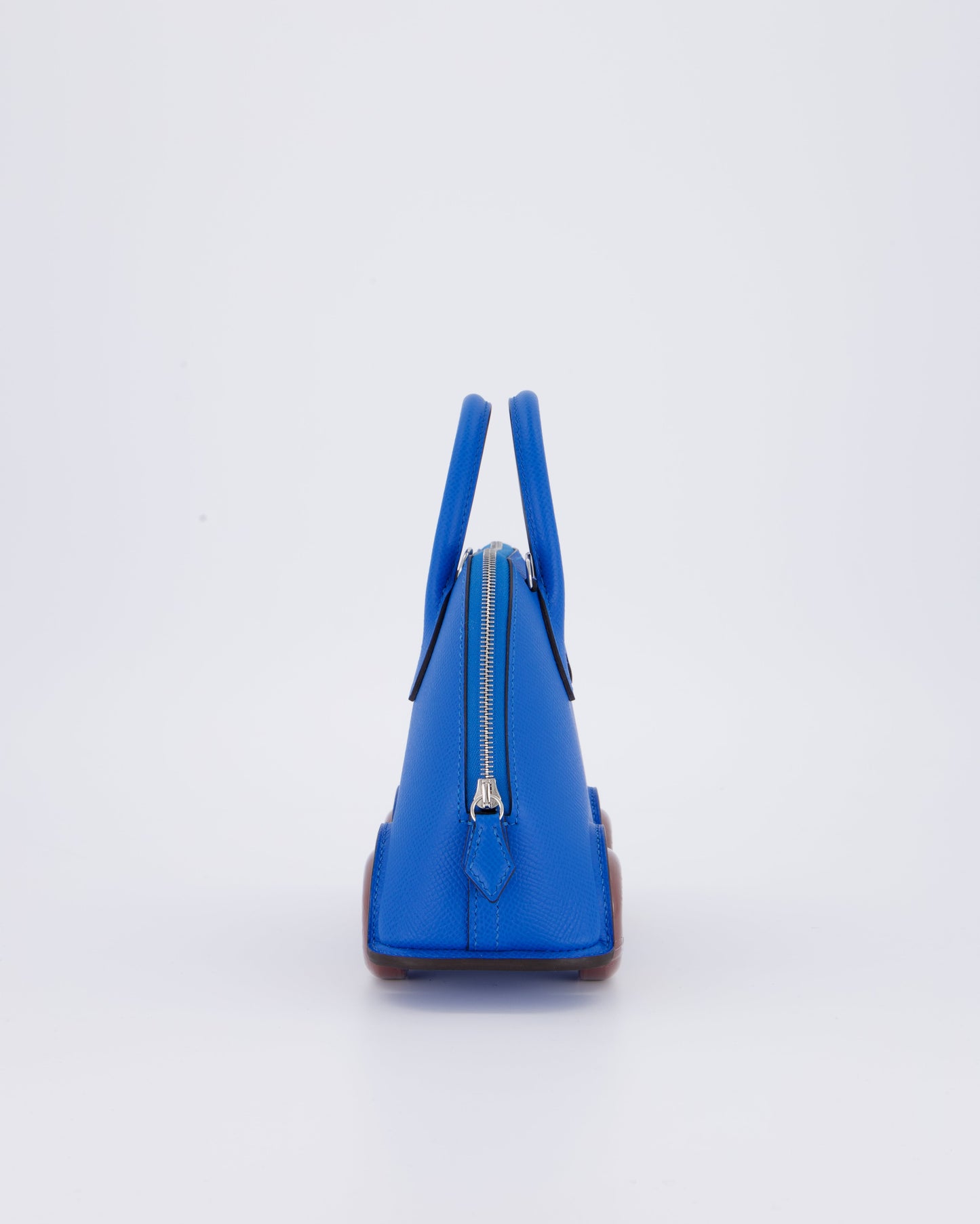 *SUPER RARE & HOT* Hermes Mini Bolide on Wheels Bag in Bleu Hydra Epsom Leather with Rouge H Wheels and Palladium Hardware