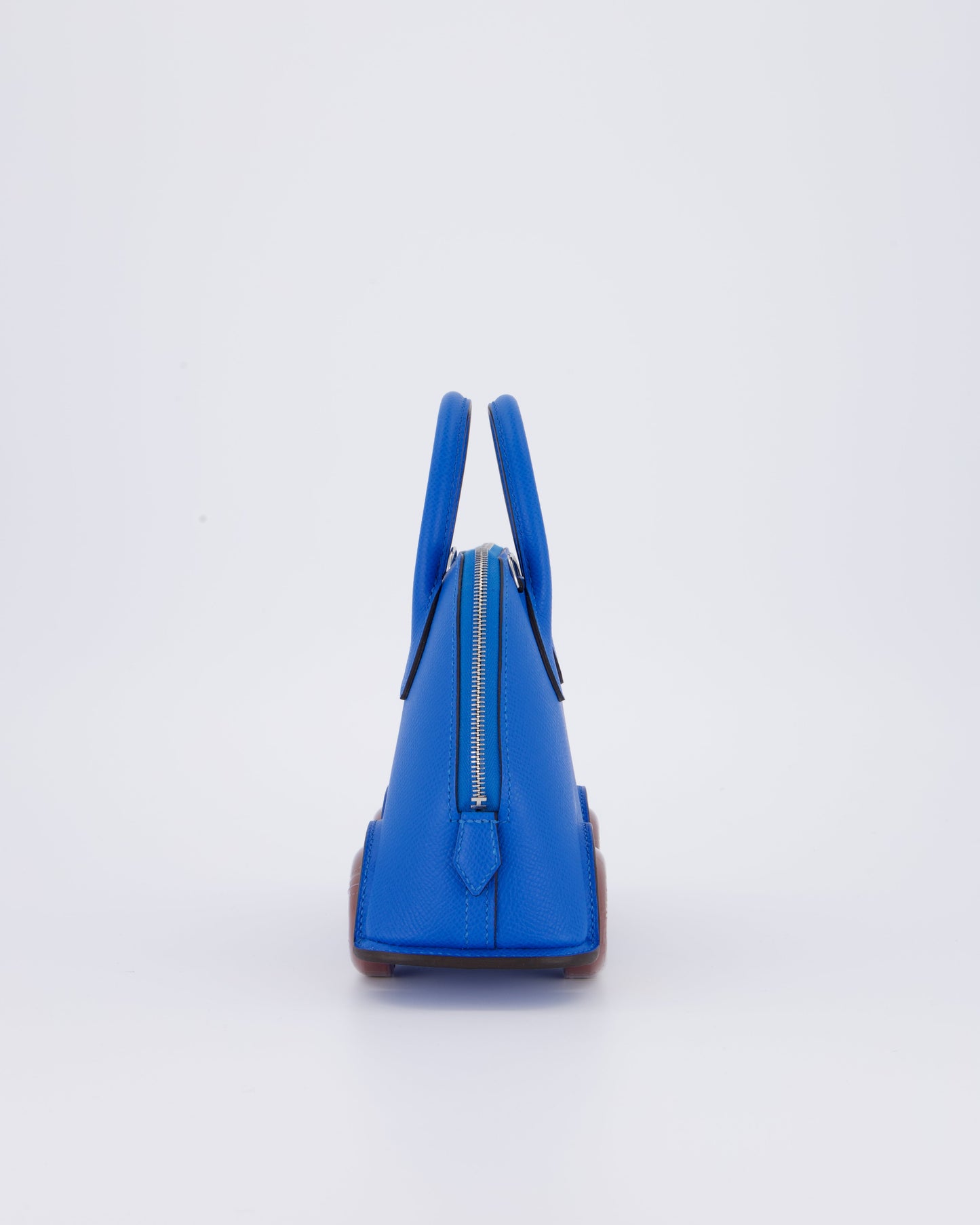 *SUPER RARE & HOT* Hermes Mini Bolide on Wheels Bag in Bleu Hydra Epsom Leather with Rouge H Wheels and Palladium Hardware