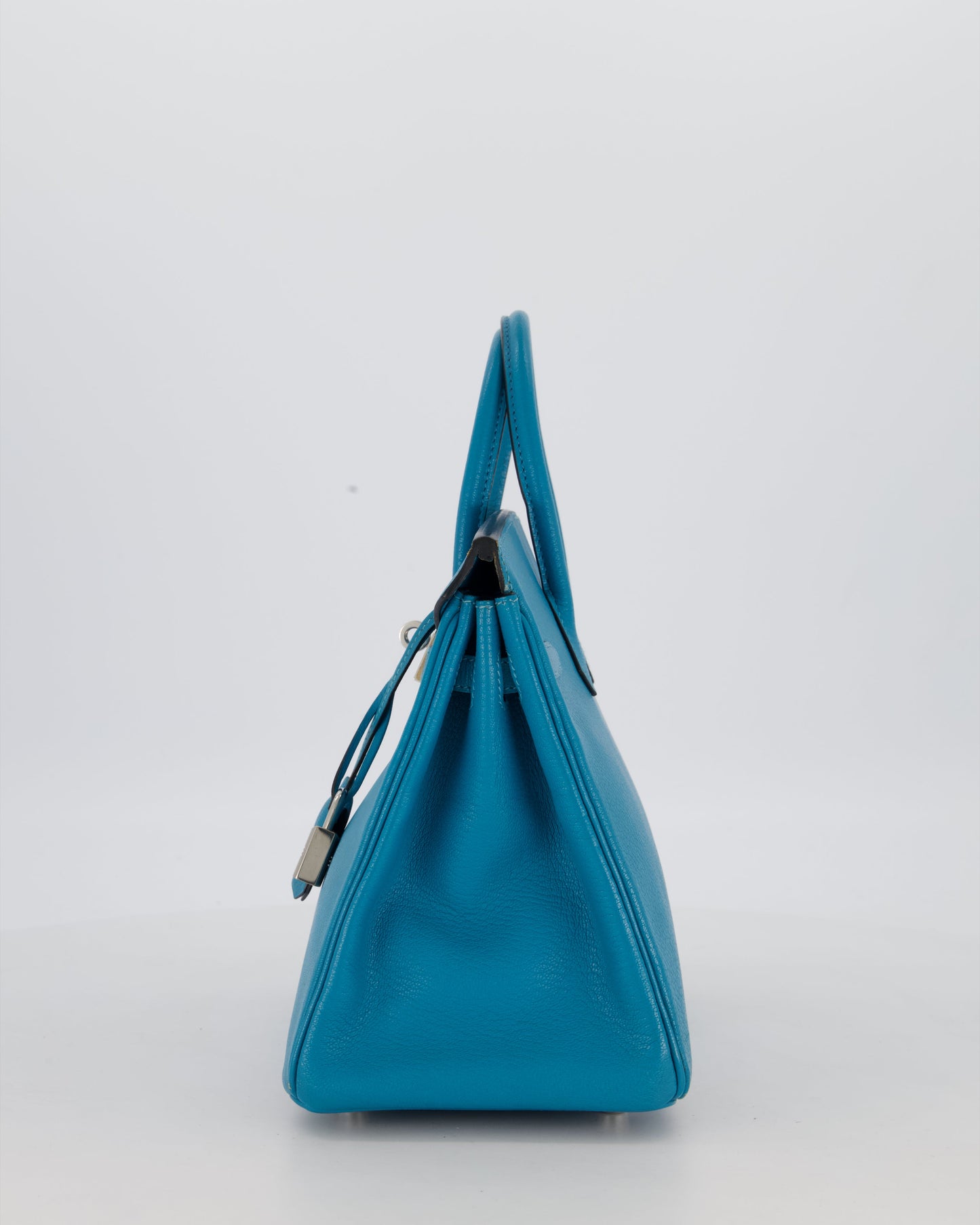 Hermes Birkin 25 Retourne Bag in Bleu Saint Cyr Chèvre Mysore Leather with Palladium Hardware