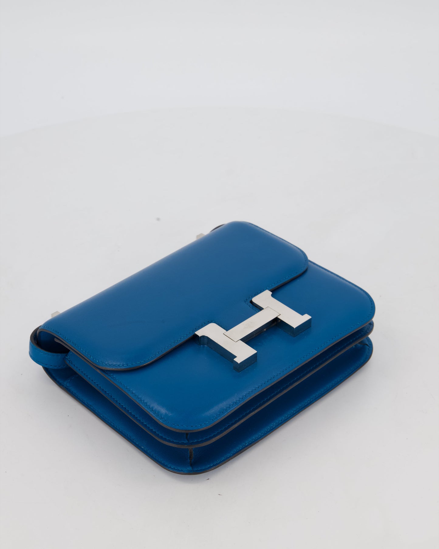Hermes Mini Constance III 18 Bag in Bleu Izmir Tadelakt Leather with Palladium Hardware