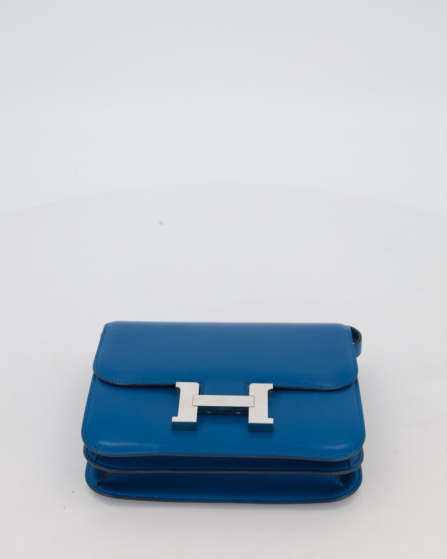 Hermes Mini Constance III 18 Bag in Bleu Izmir Tadelakt Leather with Palladium Hardware