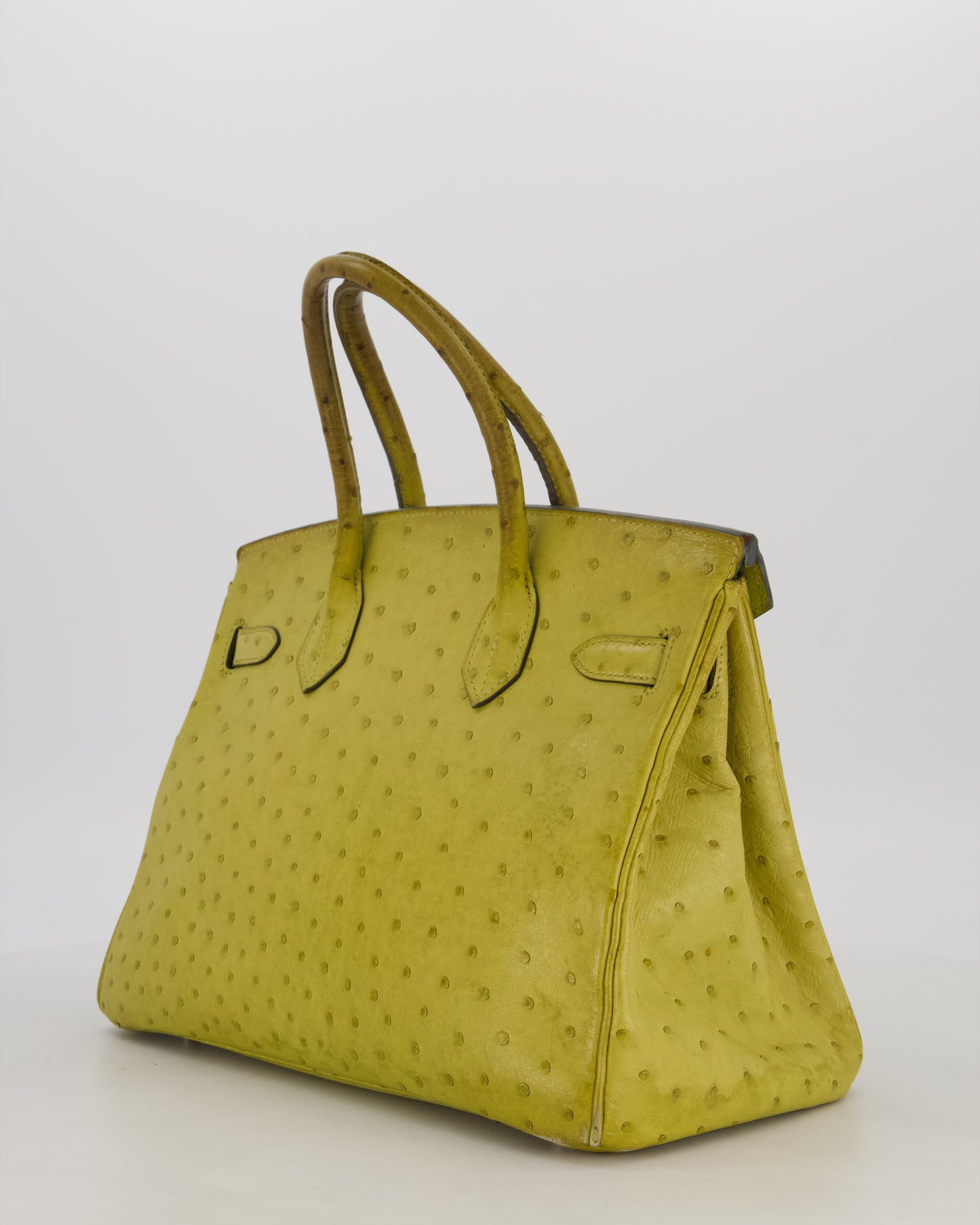 Hermes Birkin 30 Retourne Bag in Vert Anis Ostrich Leather with Palladium Hardware